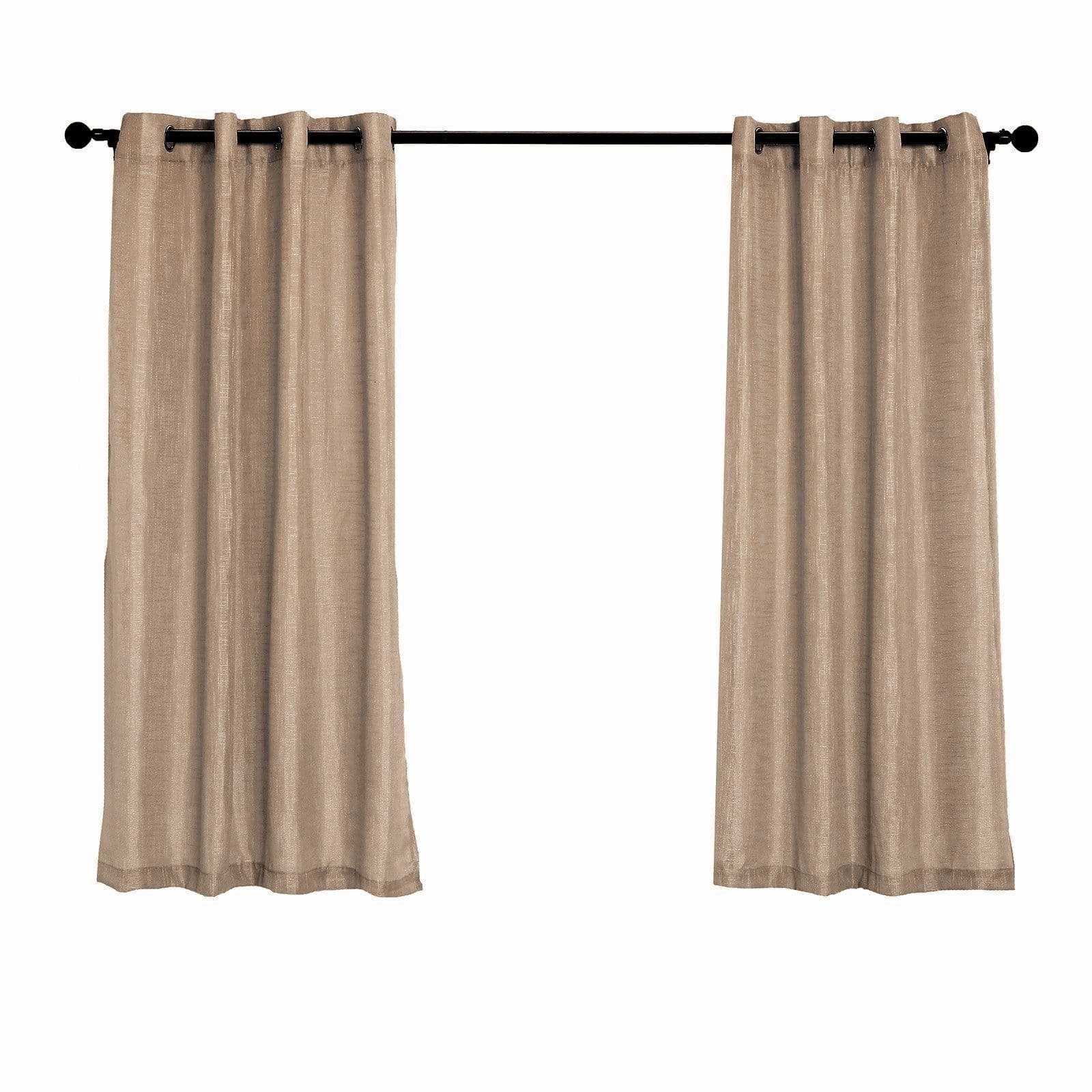 2 Pack 52x64 Inch Faux Linen Curtain Panels with Chrome Grommets - Light Filtering Window Drapes for Living Room & Bedroom