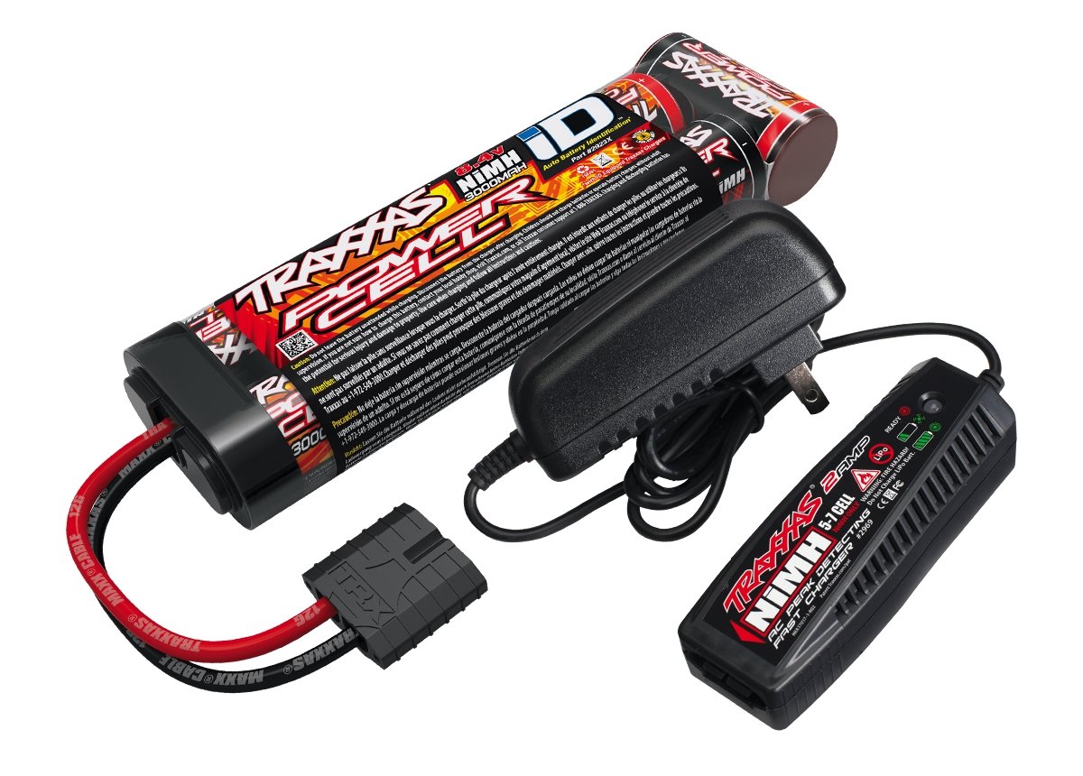 Traxxas 8.4V NiMH Battery & 2-Amp Fast Charger Combo Pack for RC Cars - Perfect for Traxxas Slash, Rustler, and Stampede Models
