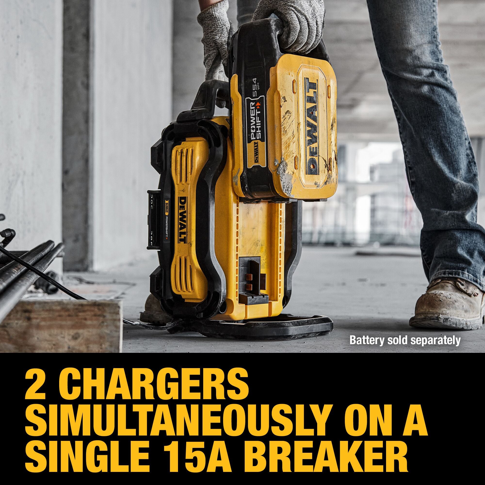 DEWALT DCBPSC0550 PowerShift 550W Fast Battery Charger - Perfect for Power Tools, Job Sites & Heavy-Duty Equipment Charging