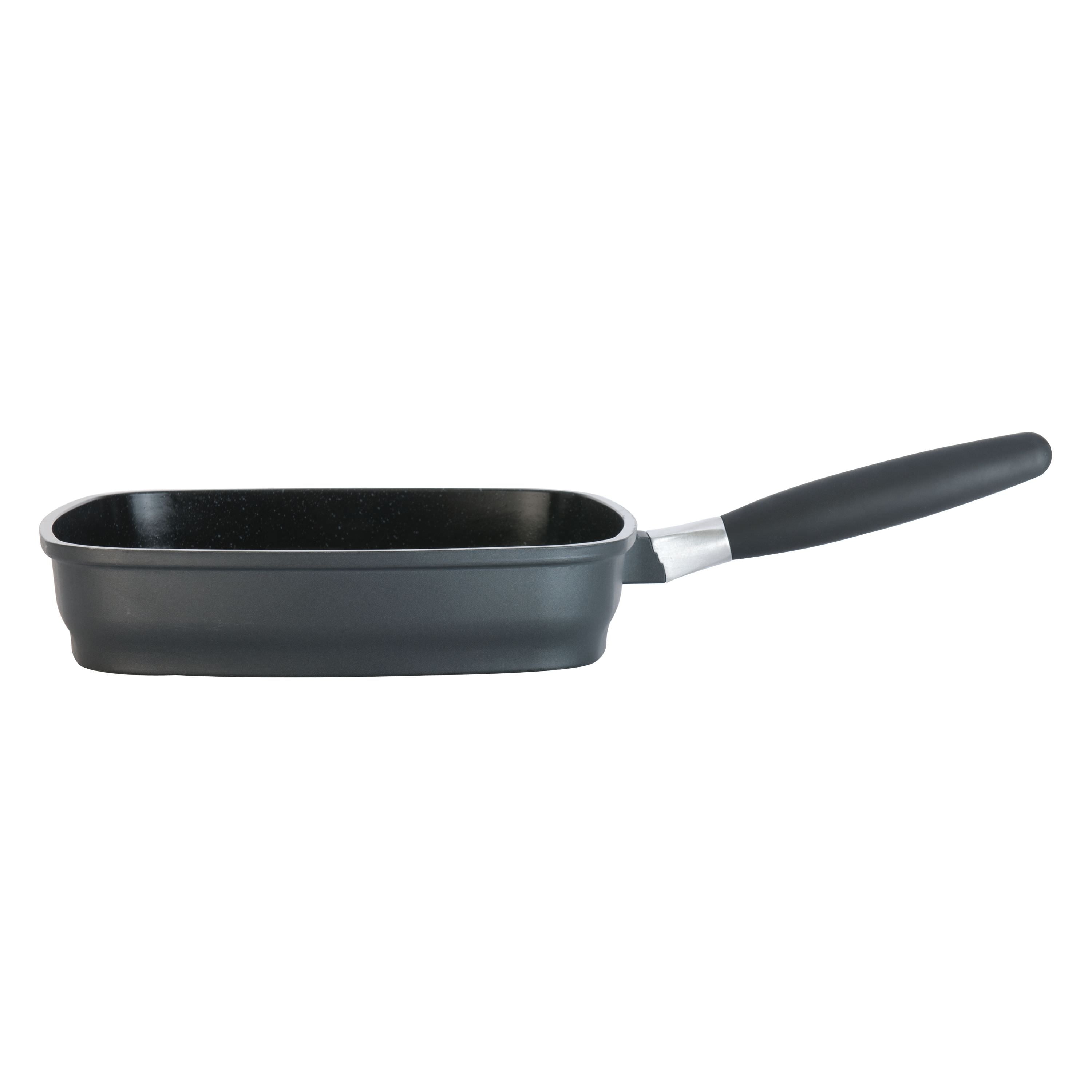 BergHOFF EuroCAST 11-Inch Cast Aluminum Non-Stick Grill Pan for Stovetop & Oven - Perfect for BBQ, Steaks, Burgers & Indoor Grilling