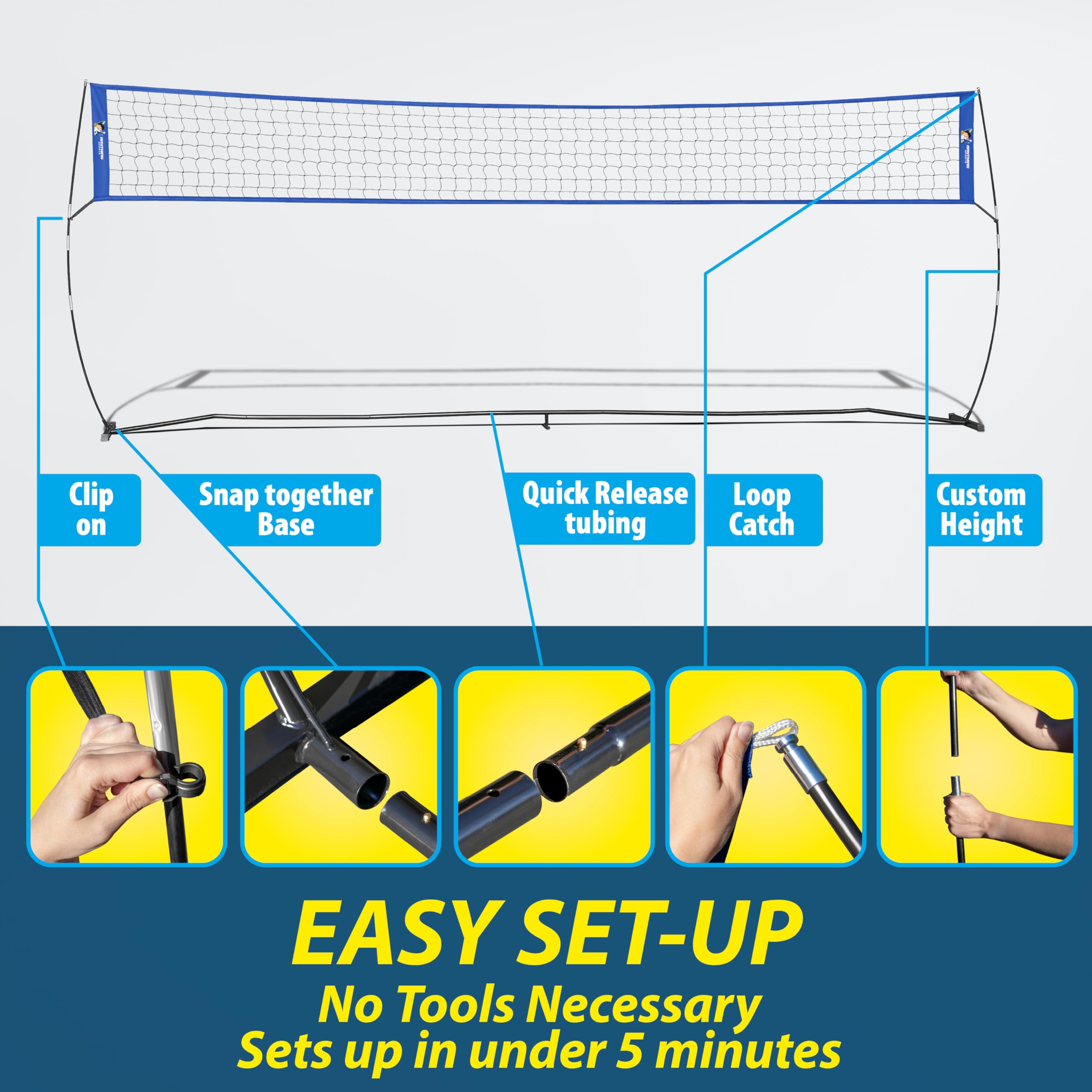 Premium Outdoor Volleyball Net Set - 12FT/20FT/32FT Adjustable Height with Volleyball, Pump, Boundary Markers & Carry Bag - Perfect for Backyard, Beach, Park & Camping Games