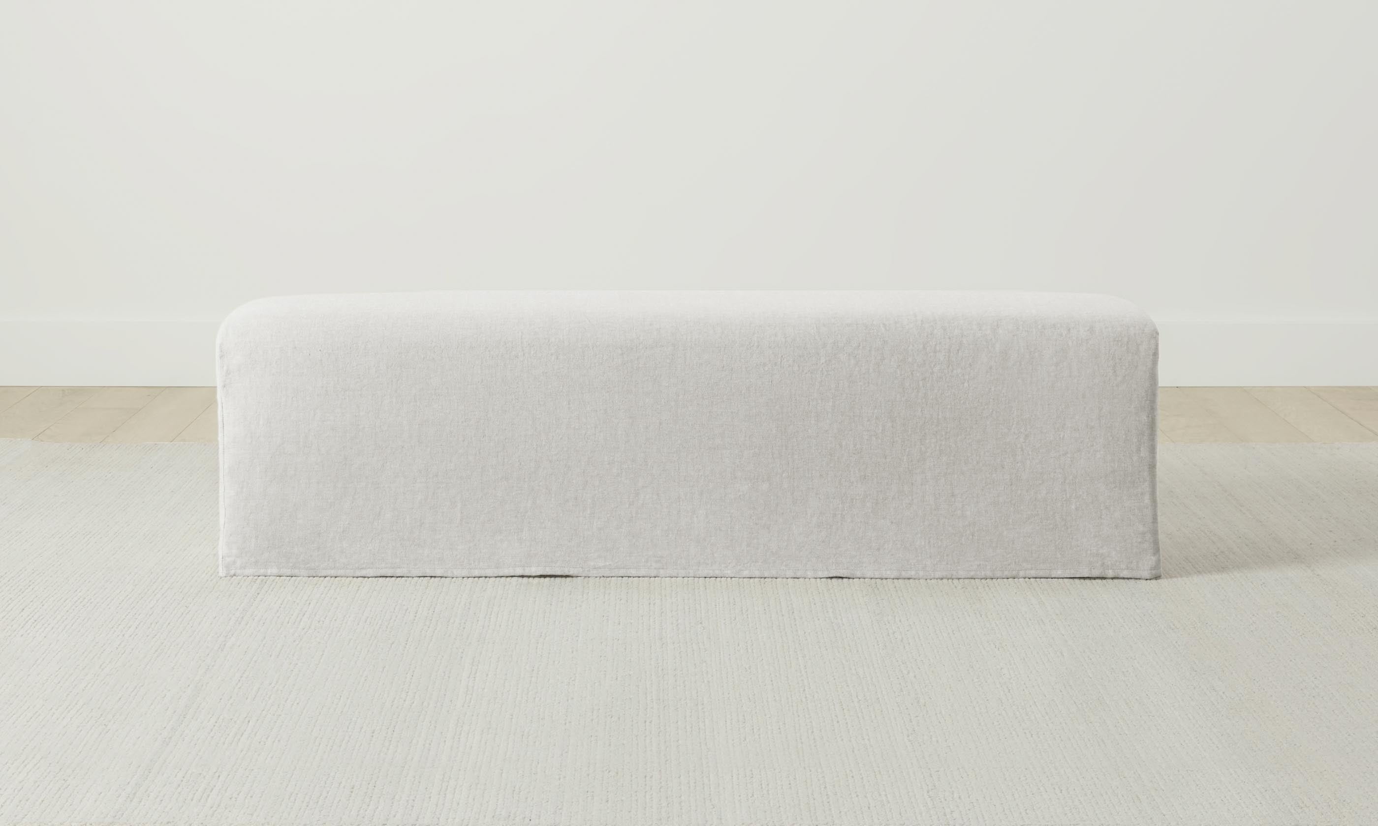 Franklin Bench with Heritage Belgian Linen Upholstery - Classic White (Egret) for Living Room, Bedroom & Entryway Decor