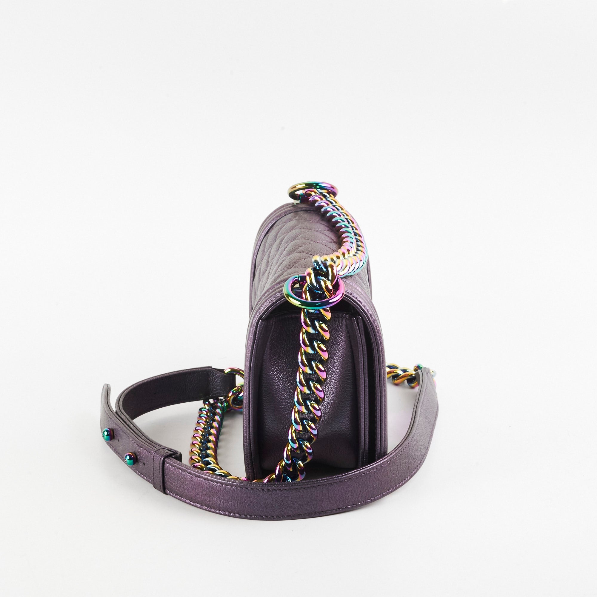 Chanel Small Boy Bag Mermaid Iridescent Purple Leather Crossbody Bag for Women - Perfect for Evening Parties, Date Nights & Luxury Fashion Accessories