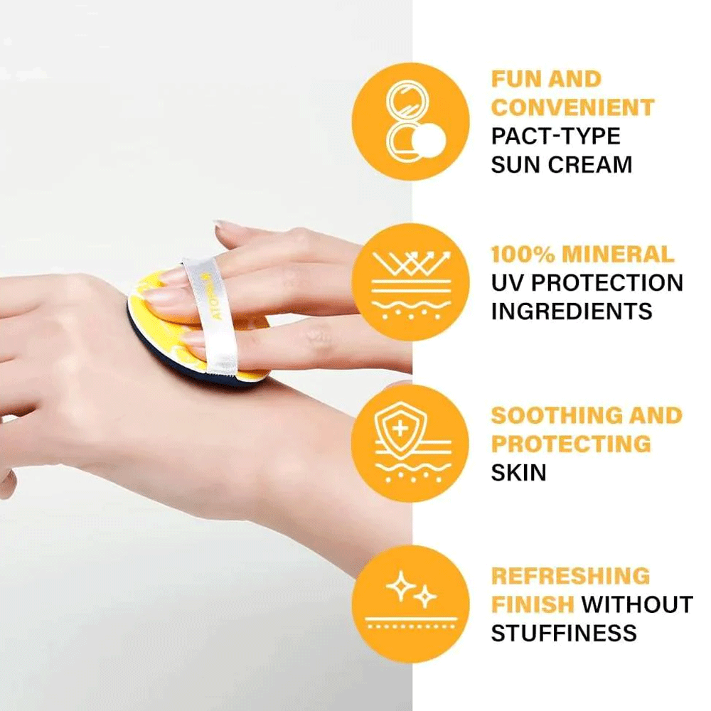 ATOPALM Pat Pat Facial Sun Pact SPF43 PA+++ 15g - Oil-Free Sunscreen Stick for Face, Non-Greasy & Water Resistant - Perfect for Daily Sun Protection & Outdoor Activities