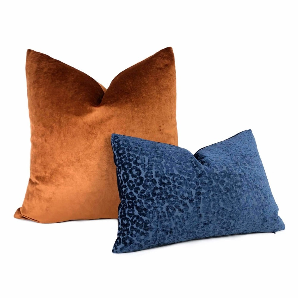 Fabricut Kiribati Twilight Navy Blue Leopard Spot Chenille Pillow Cover - Soft Decorative Throw Pillow Case for Sofa, Bed, Living Room & Home Decor