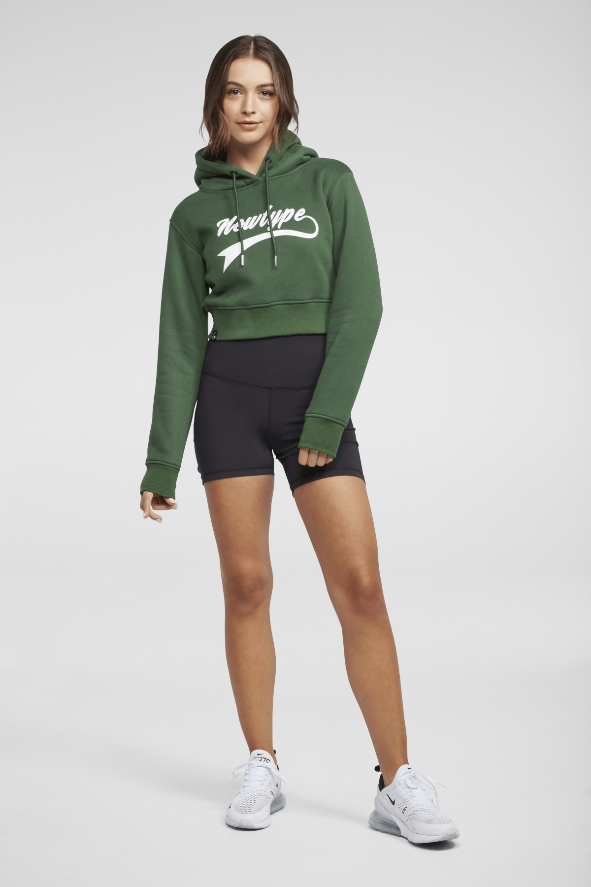 Dynamic Cropped Hoodie for Women - Army Green | Trendy Streetwear & Casual Outfit Essential | Perfect for Gym, Running & Everyday Wear