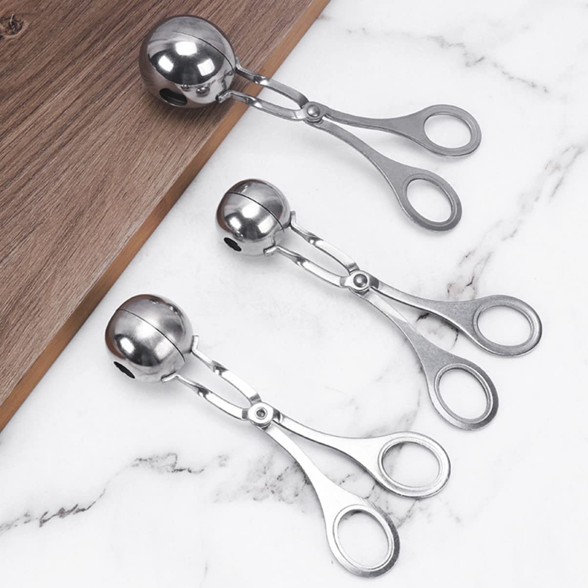 Luxshiny 3-Piece Meatball Clip Maker Set - Non-Stick Stainless Steel Meatball Scoop for Perfect Homemade Meatballs - Ideal for Cooking, Baking, and Meal Prep