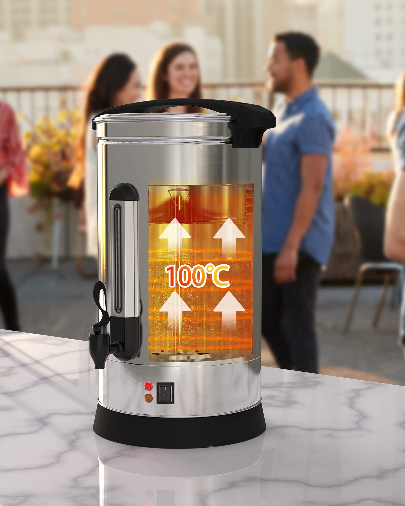 TrailBlaze 110 Cups (16L) Commercial Coffee Urn - Stainless Steel Electric Coffee & Hot Water Dispenser for Fast Brewing - Perfect for Meetings, Catering, Parties & Office Use - Silver