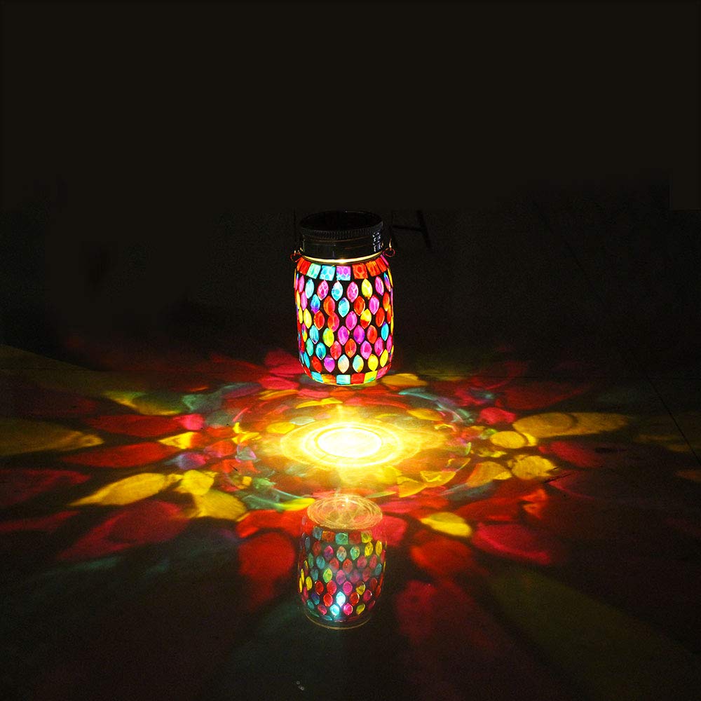 Rechargeable Waterproof Solar Mosaic Hanging Lanterns - Outdoor Decorative LED Table Lamps for Garden, Patio, Backyard & Pathway Lighting | Solar-Powered Night Lights for Parties, Weddings & Home Decor