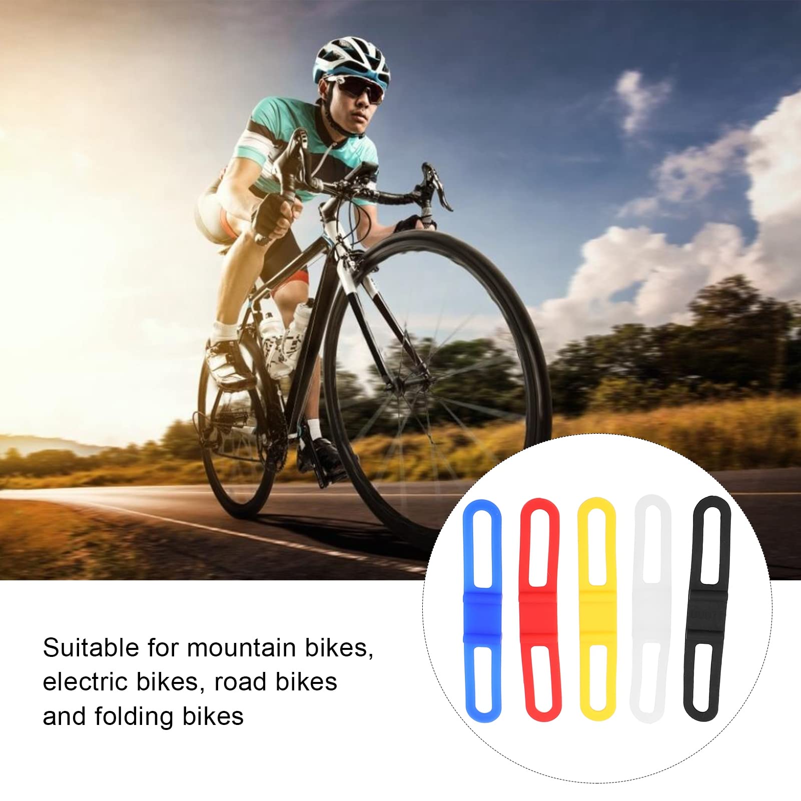 **OUKENS 5-Pack Bike Silicone Bands - Multipurpose Cycling Straps for Flashlight Mount, Tool Holder & Accessories | Mountain Bike, Road Bike, Commuter Bike (Secure & Durable Silicone Fasteners)**    **Usage Scenarios:** Perfect for securing flashlights, tools, or accessories on mountain bikes, road bikes, or daily commuter rides.
