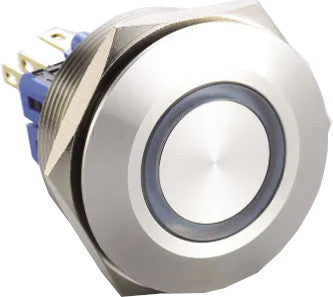 F30 372Y 22mm Latching Push Button Switch with Yellow Illuminated Ring - 2NO/2NC Contacts, 3A Nominal 5A Max (250VAC/24VDC) - 24VDC Illumination - 50,000 Operations - Industrial Control Panel & Machinery Use