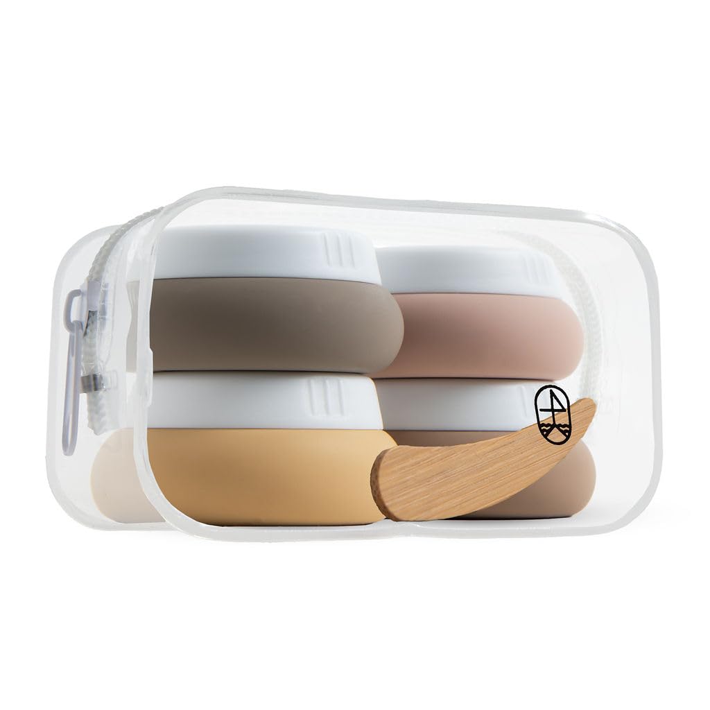 0.7 fl oz (20ml) Silicone Travel Jars - TSA Approved Leak-Proof Cream Containers for Toiletries | Portable Mini Cosmetic Jars for Makeup, Skincare & Haircare | Perfect for Airplane Travel, Gym, Camping & Vacation (Apricot)