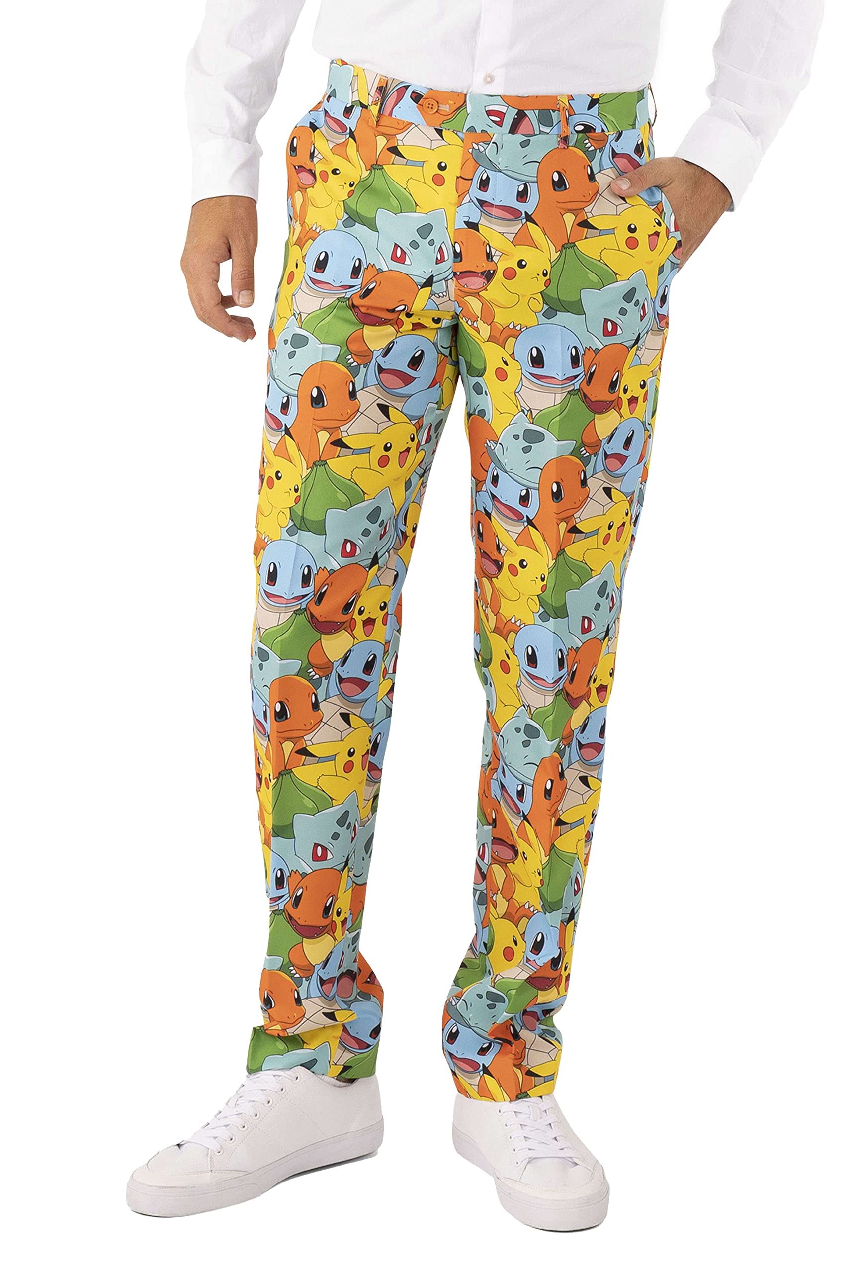 Opposuits Men's Slim Fit Pokémon™ Nintendo Switch Game Costume Suit Set - Multicolor Blazer, Pants & Tie - Perfect for Cosplay, Halloween & Gaming Conventions