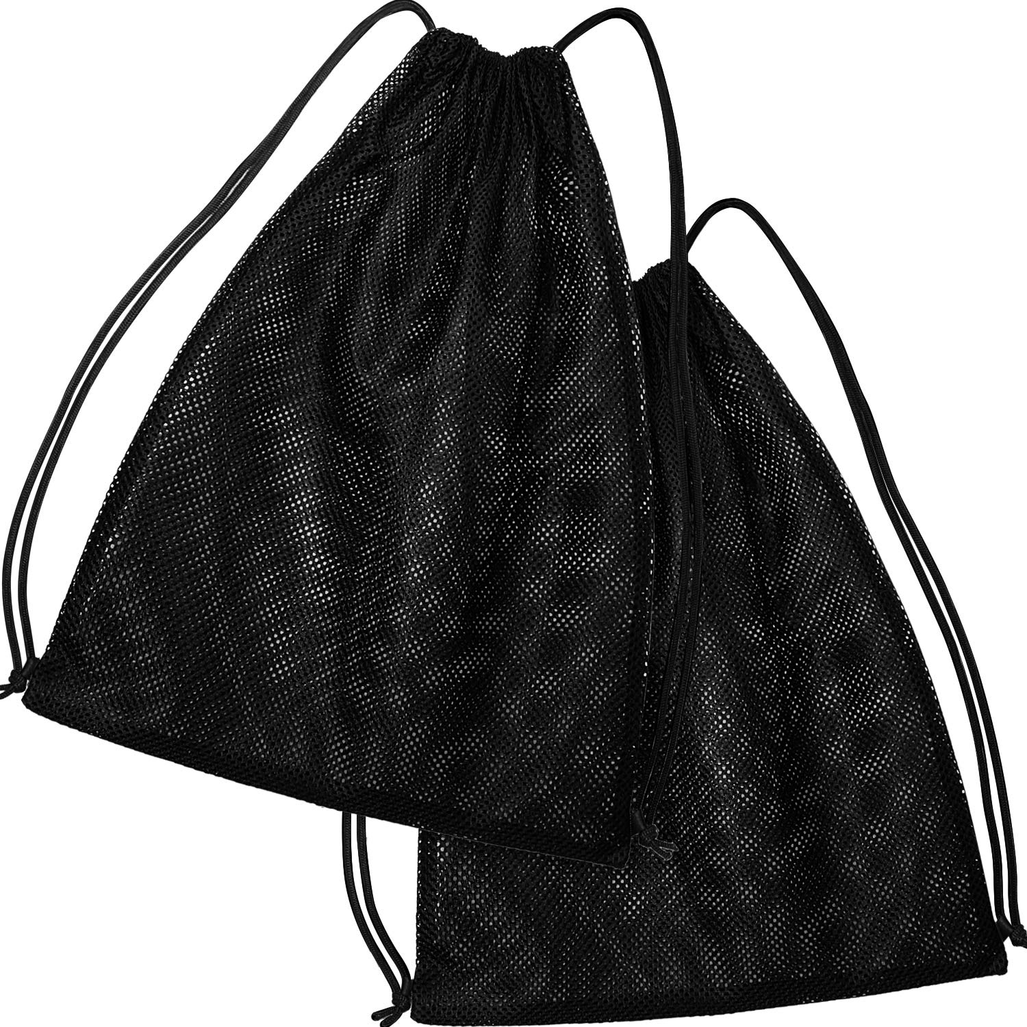 Frienda Mesh Drawstring Backpack - Lightweight Breathable Gym Bag for Swimming, Sports, Travel & Beach - Perfect for Workout Clothes, Swimwear & Essentials (Black)