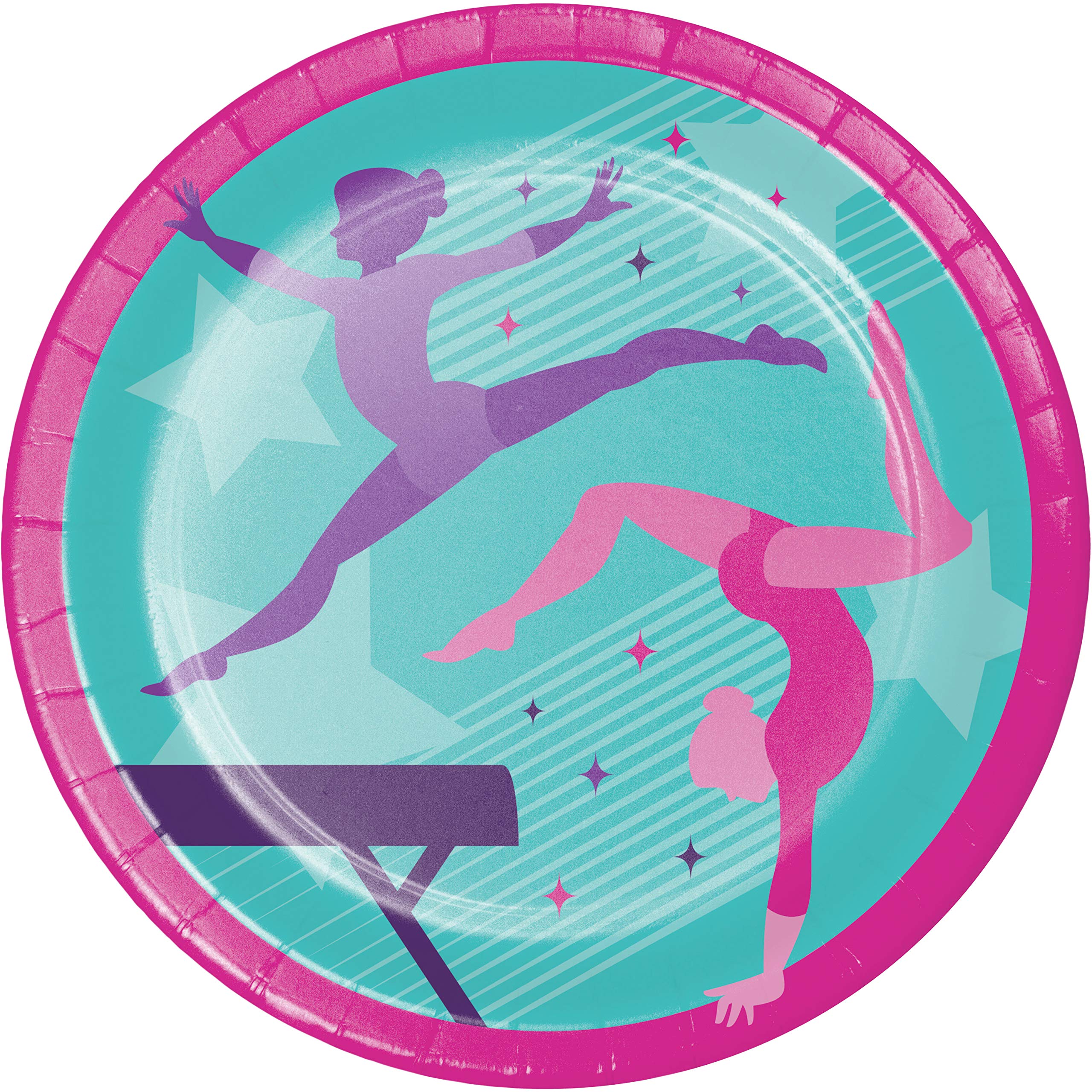 Creative Converting Gymnastics Themed Paper Plates - 8 Count | Perfect for Birthday Parties, Sports Celebrations & Themed Events