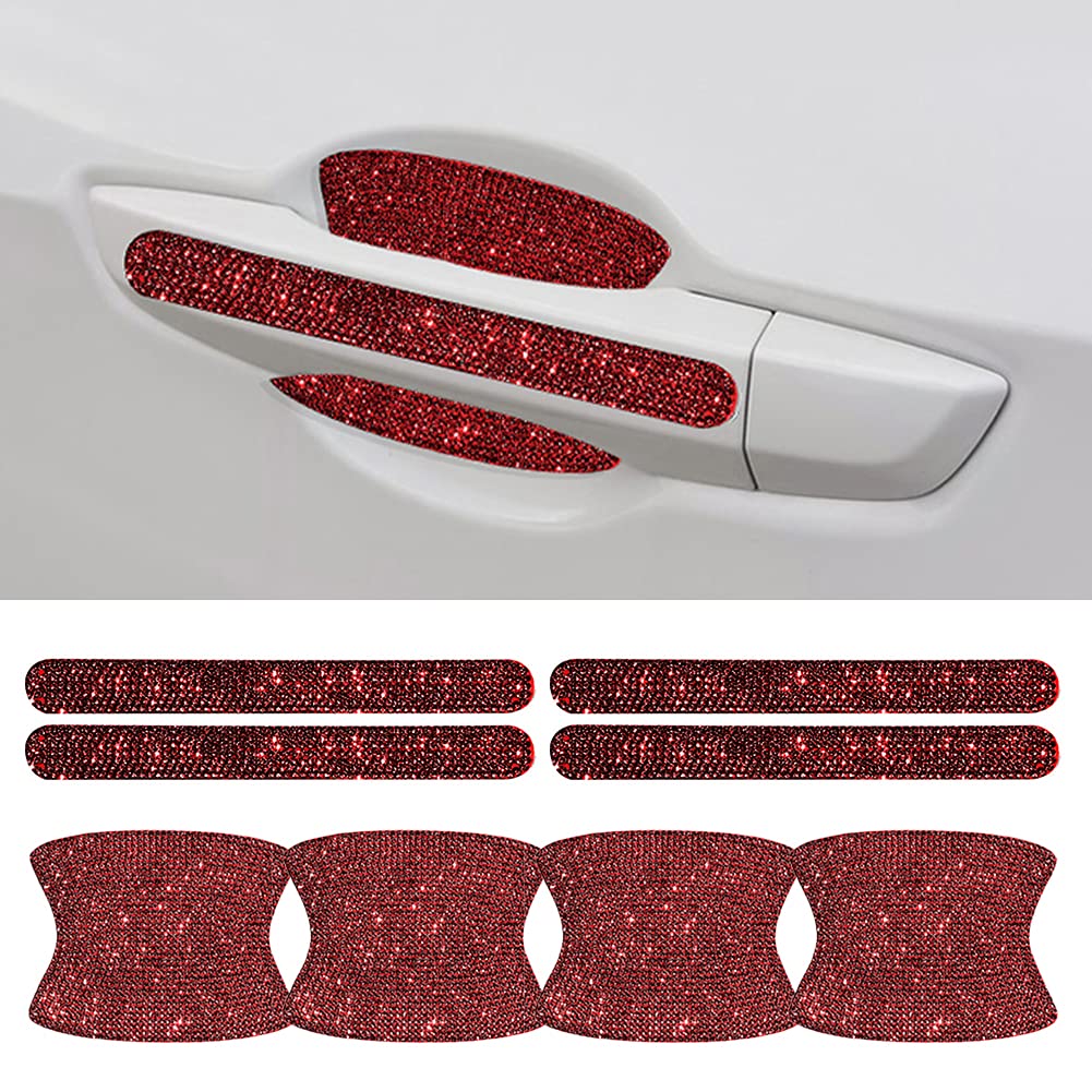 Bohisen 8pcs Bling Car Door Handle Protector Kit - Shiny Rhinestone Scratch-Resistant Stickers & Protective Film for Car Handles - Perfect for Luxury Cars, Gifts, and Vehicle Customization