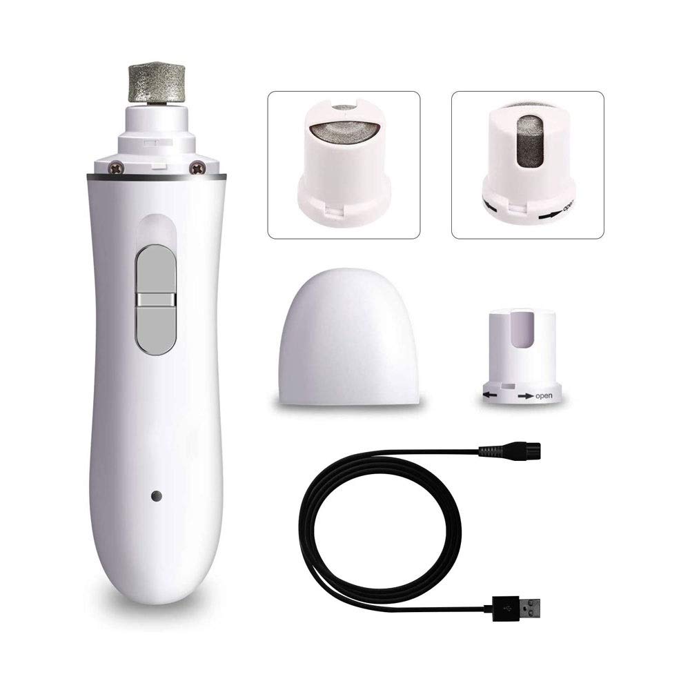 Rechargeable Electric Dog Nail Grinder - Gentle & Painless Pet Nail Trimmer for Small & Medium Dogs | Safe Paw Grooming Tool for Home Use (White) | Perfect for Puppy Nail Care & Stress-Free Trimming Sessions