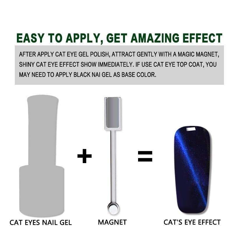 TWIREY Cat Eye Gel Polish with Strong Magnetic Stick - Grey Nail Varnish for Stripe Effect, Professional Salon Quality Nail Art Magnet Board (Perfect for Parties, Weddings & Special Occasions)