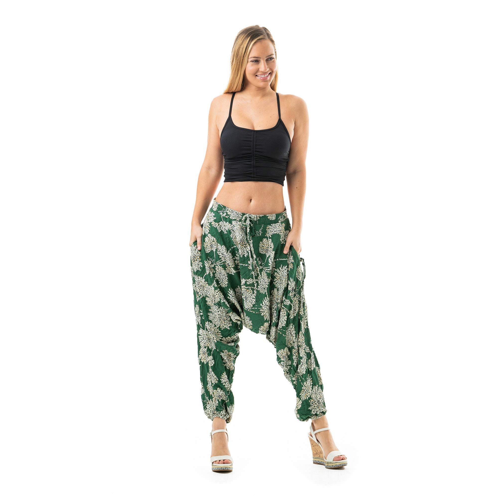 Buddha Pants Floral Harem Pants for Men & Women | Soft Cotton Boho Pants with Pockets | Yoga, Lounge, Beach & Travel Wear | Perfect for Meditation, Festivals & Relaxation