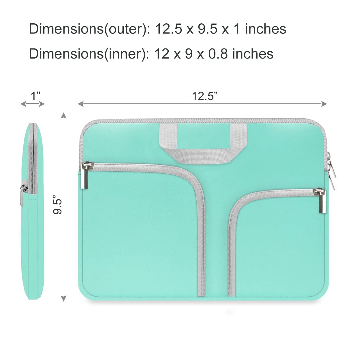 HESTECH 11.6-12.4 Inch Chromebook Case - Protective Laptop Sleeve Compatible with Acer R11, HP Stream, Samsung, Surface Go, MacBook Air/Pro M1 M2 - Mint Green - Perfect for School, Work & Travel