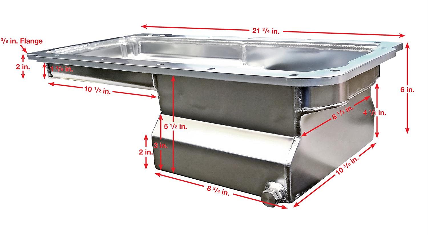 JEGS 50257 Street & Strip Engine Swap Oil Pan for GM LS Series - Front Sump Design Fabricated | High Performance Oil Pan for LS Engine Swaps in Hot Rods, Muscle Cars & Racing Vehicles
