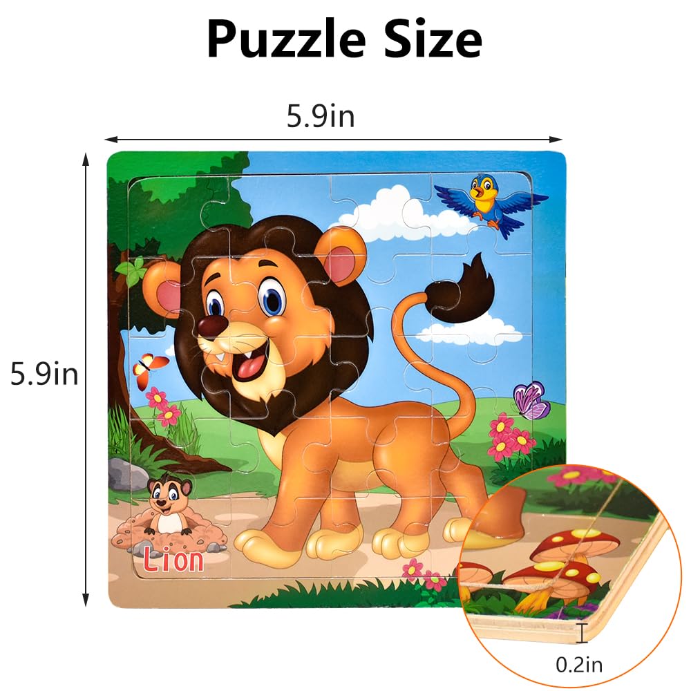 Montessori Wooden Puzzles for Toddlers Ages 3-5 - Educational Preschool Learning Toys for Boys & Girls (6 Pack, 20 Pieces) - Perfect for Early Childhood Development & Homeschool Activities