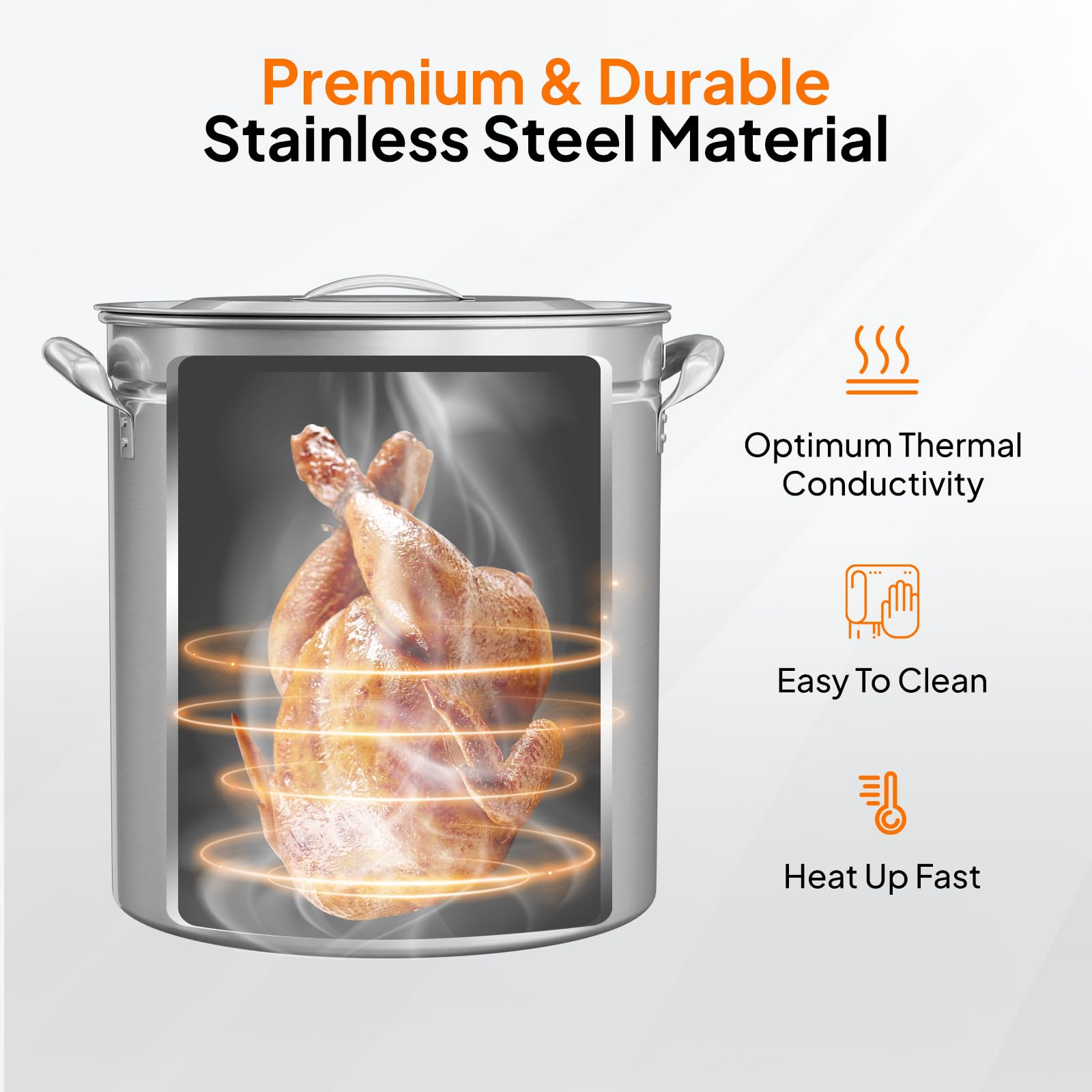 ROVSUN 36QT Stainless Steel Seafood Boil Pot with Strainer Basket, Lid & Hook - Heavy Duty Stock Pot for Crab, Lobster, Shrimp Boiling & Turkey Frying - Perfect for Outdoor Cooking, Camping, Backyard Parties & Family Gatherings