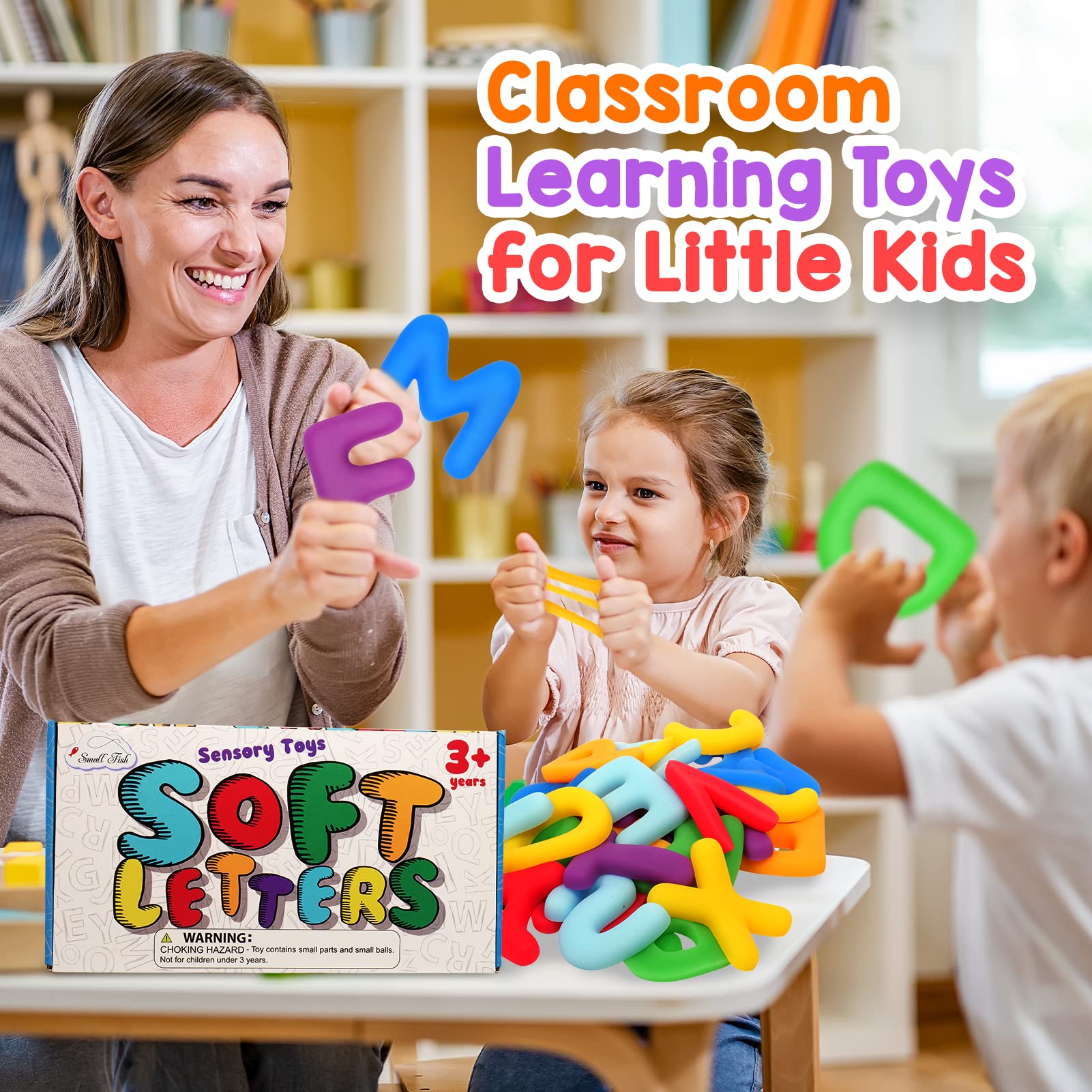 Montessori Alphabet Sensory Toys for Toddlers 3-6 Years - 26pcs ABC Learning Educational Toys, Uppercase Squishy Fidget Letters for Preschool & Autistic Kids | Perfect for Classroom Activities, Early Childhood Development & Stress Relief