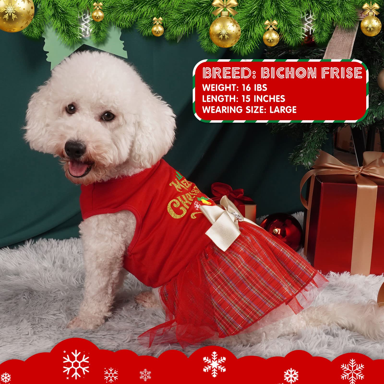 Stylish Plaid Christmas Holiday Dog Dress with Bowtie - Festive Outfits for Small Dogs | Perfect for Holiday Photos, Parties & Family Gatherings