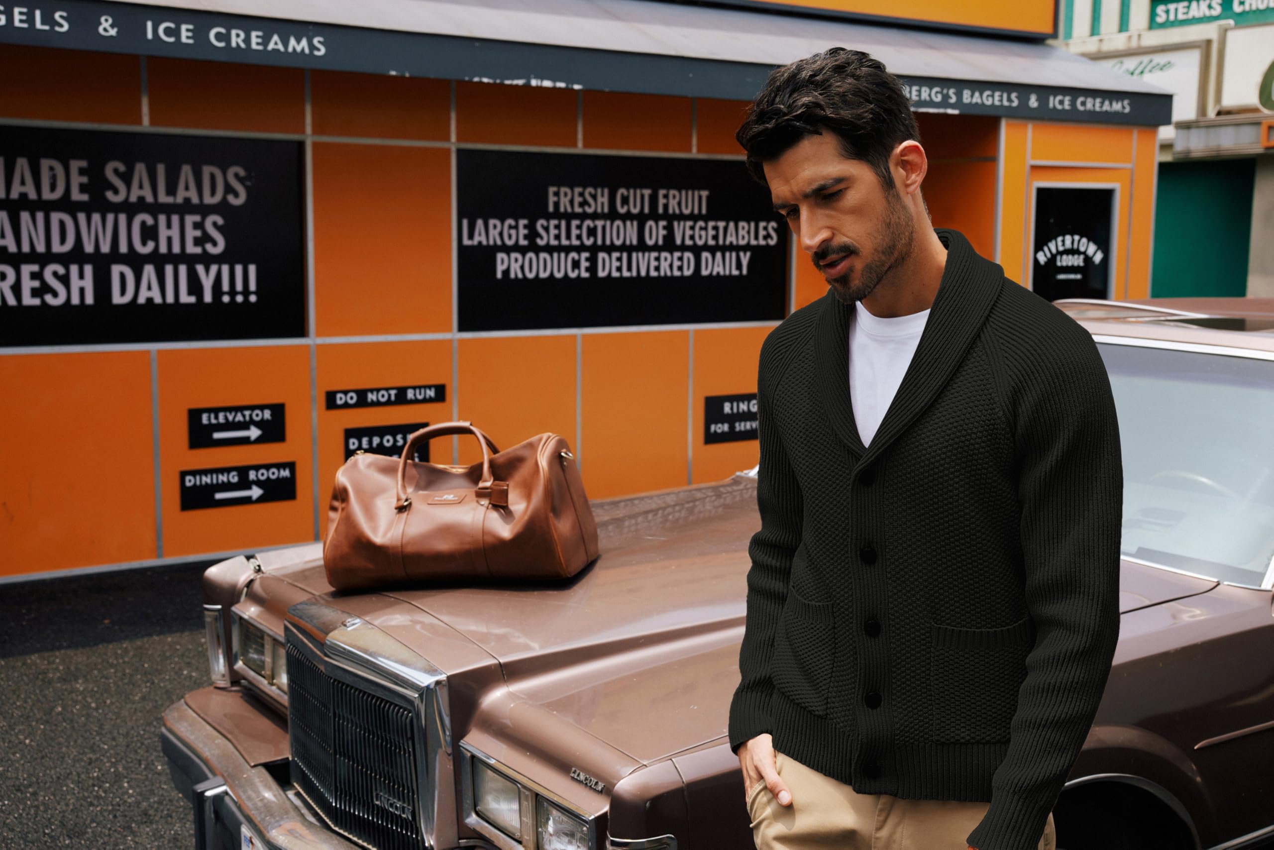 PJ PAUL JONES Men's Textured Knit Shawl Collar Cardigan Sweater - Button Down Casual Pullover for Fall & Winter - Perfect for Office, Date Night and Cozy Evenings