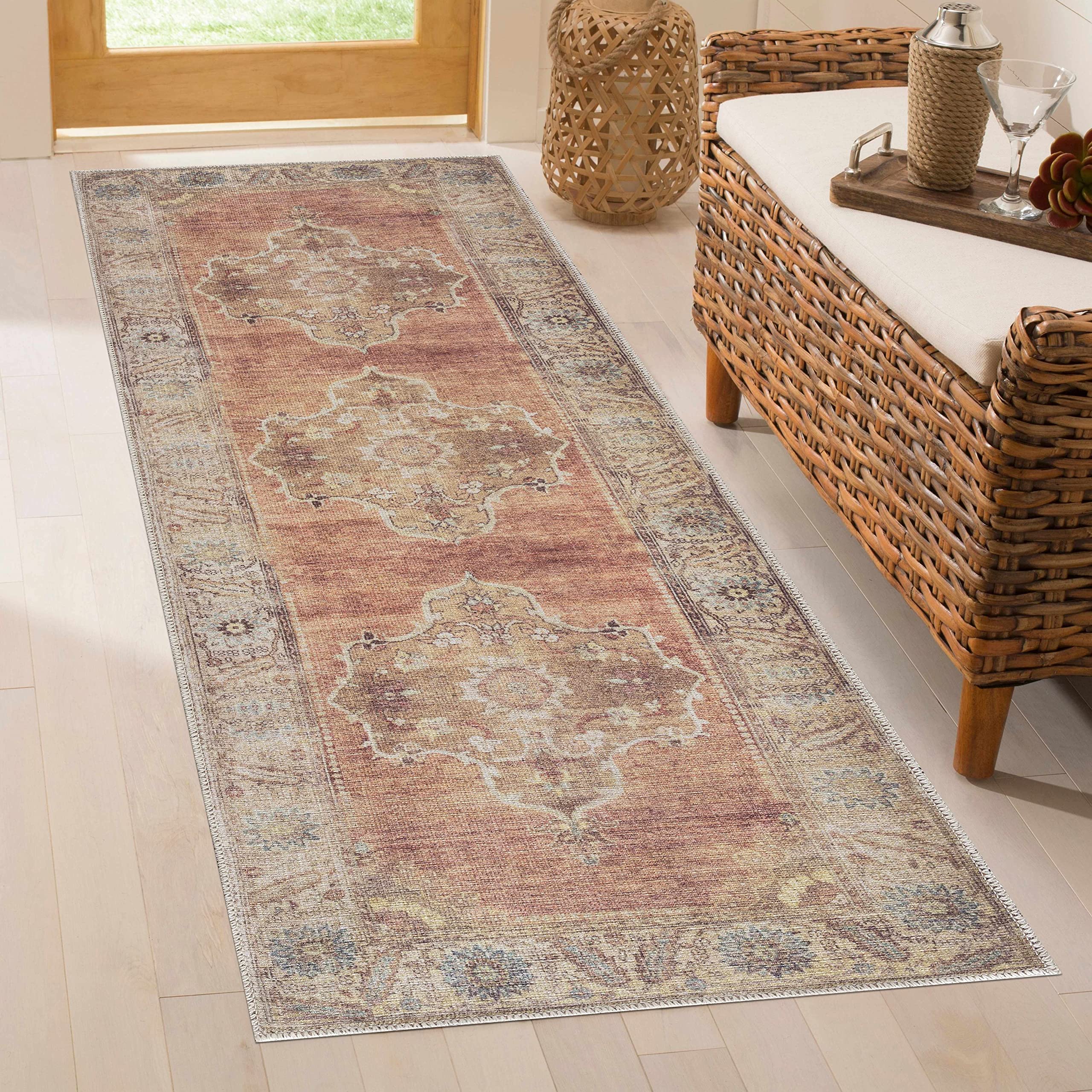 Hauteloom Powhatan Traditional Brown Green Washable Area Rug 7'6