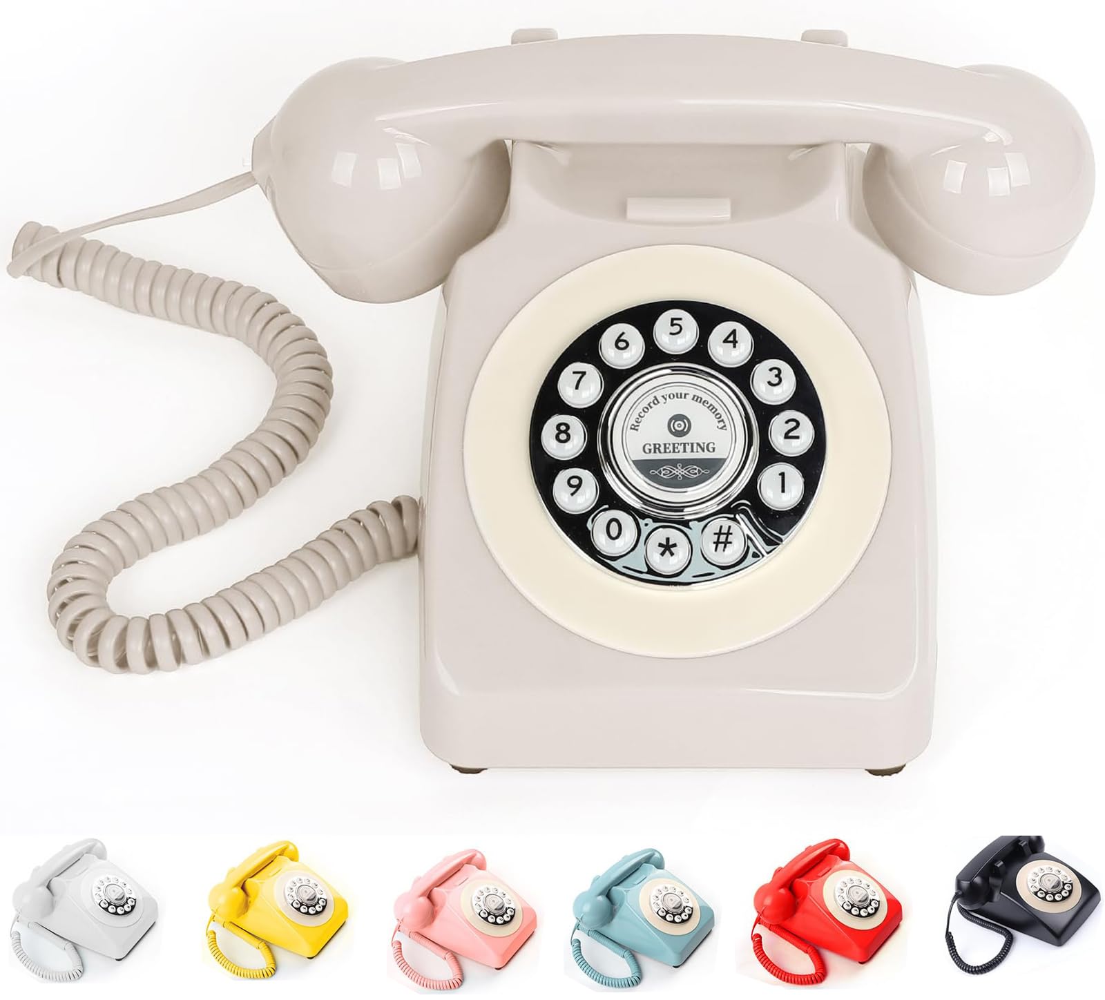 Vintage Retro Audio Guest Book Phone - Custom Voice Recording Guestbook for Weddings, Birthdays & Parties - Beige Voicemail Message Keepsake - Perfect for Wedding Guest Books, Birthday Wishes & Special Event Memories