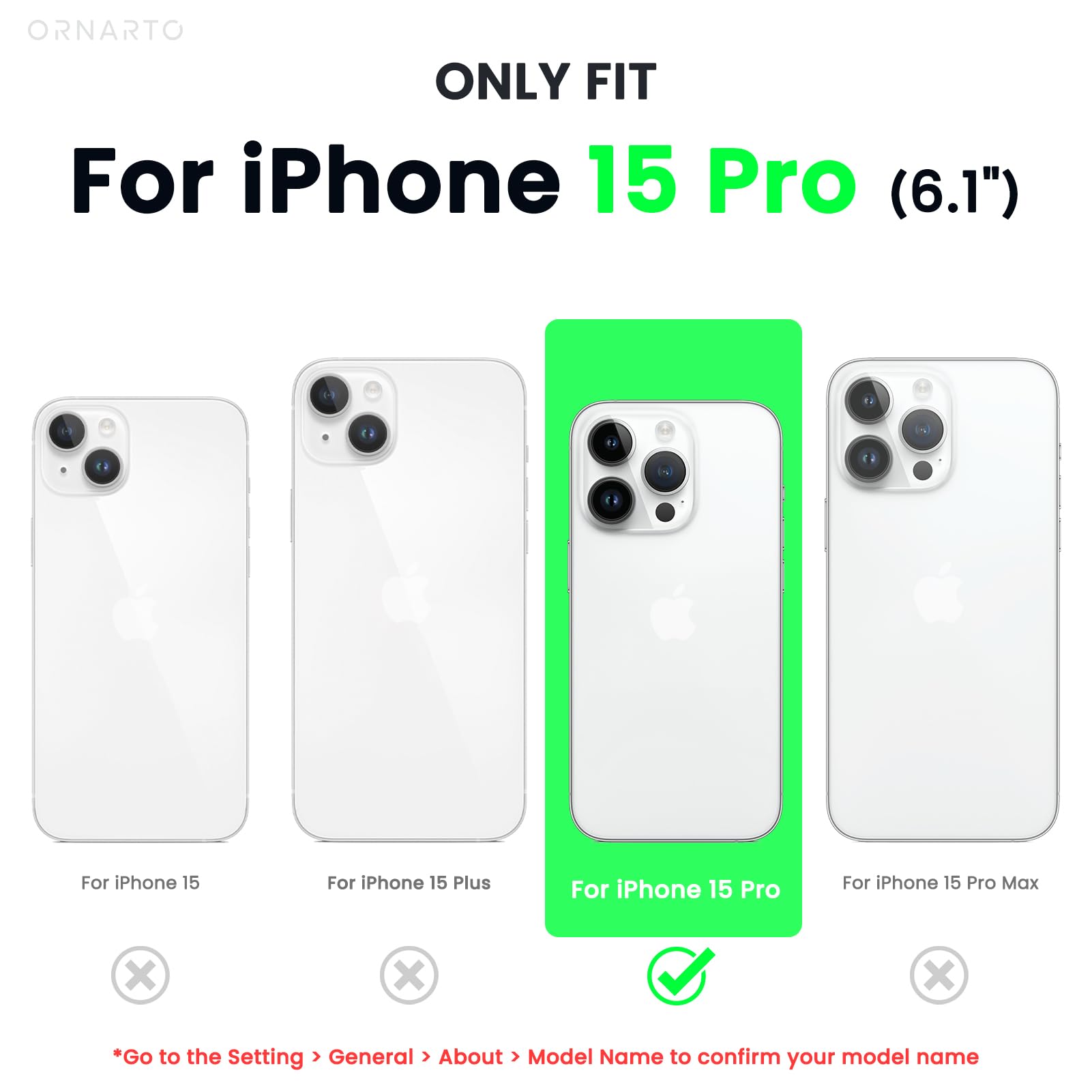 ORNARTO Shockproof Liquid Silicone Case for iPhone 15 Pro with 2 Pack Screen Protectors | Drop Protection Phone Cover | Slim Fit Durable Design | Perfect for Work, Travel & Outdoor Activities (Black)
