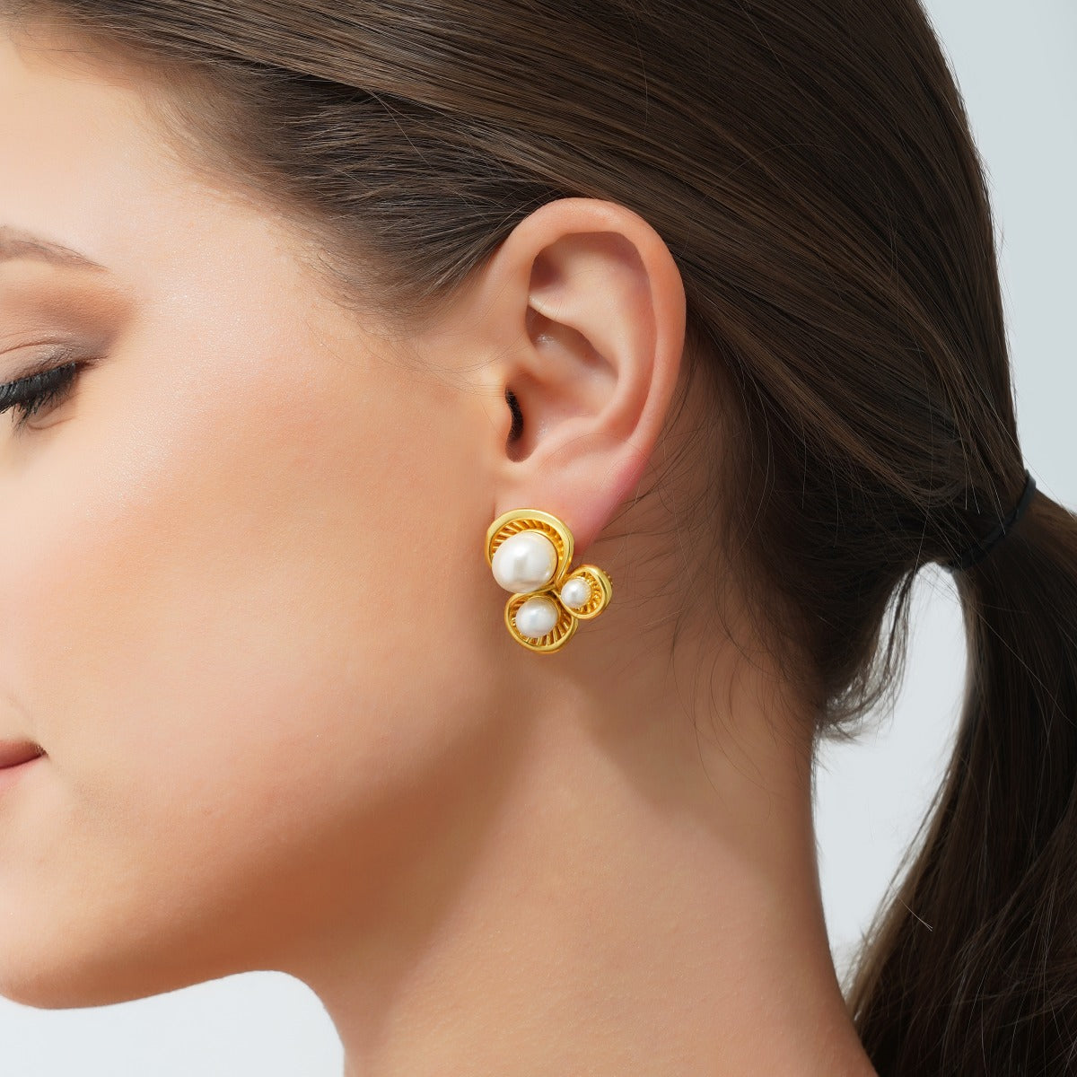 Power Pearl Stud Earrings - Elegant & Timeless Jewelry for Women | Perfect for Weddings, Parties & Everyday Wear