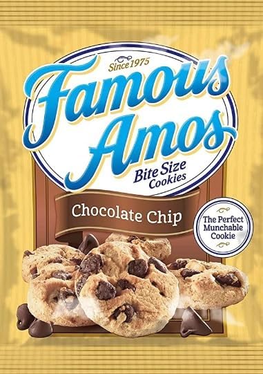 Famous Amos Chocolate Chip Cookies - Pack of 16 (2oz Bags) | Bulk Snacks for Office, Parties & School Lunches | Crunchy Homemade-Style Cookies