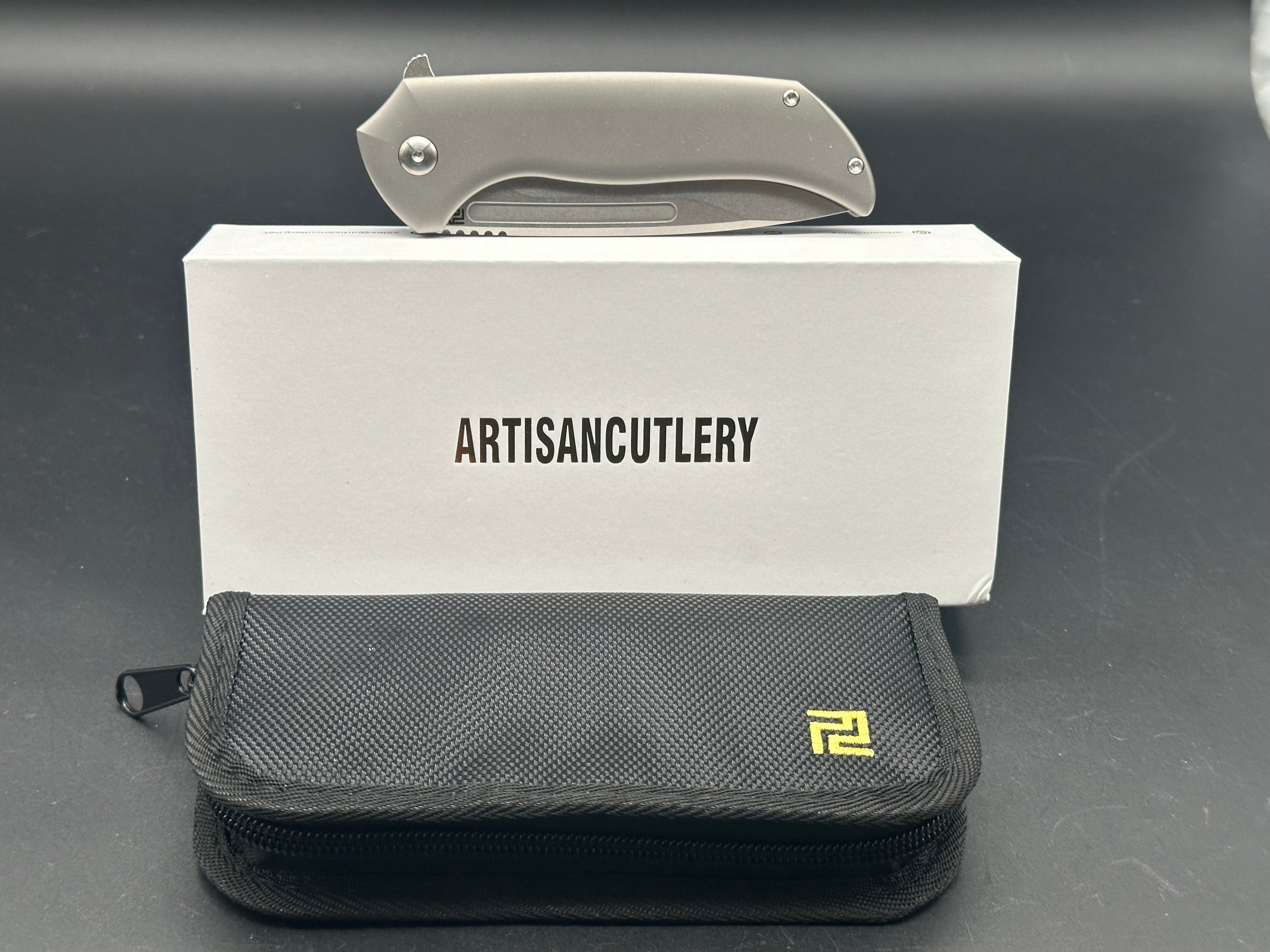 ARTISAN CUTLERY TRUX Pocket Knife - Titanium Handle, S35VN Blade Steel (1861G GY) - EDC, Camping, Hiking & Outdoor Survival Tool
