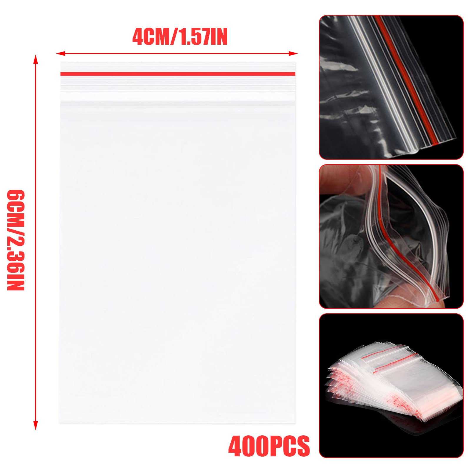 400Pcs 4x6cm Clear Resealable Plastic Bags | Small Ziplock Storage Pouches for Jewelry, Earrings, Beads & Sweets | Perfect for Organizing Crafts, Snacks & Small Items