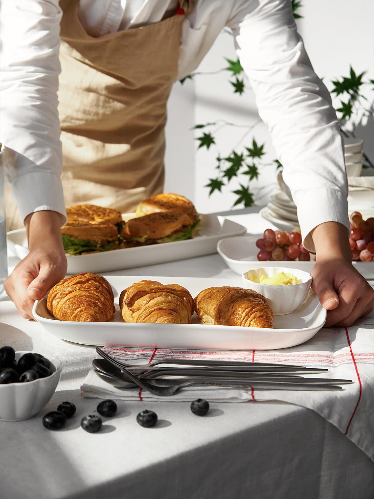 DOWAN 3-Piece White Porcelain Serving Platters Set - 16