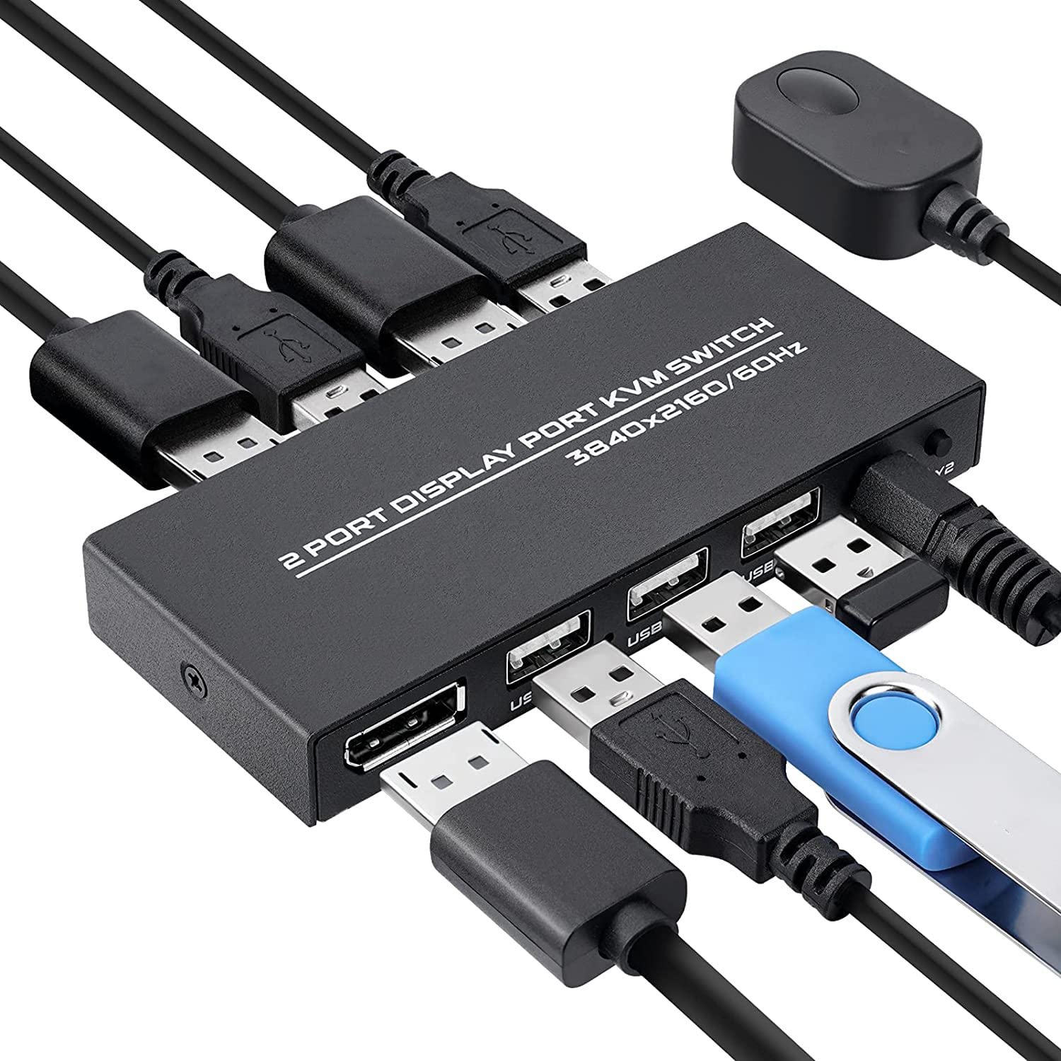 **Ghulumn 4K@60Hz DisplayPort KVM Switch - 2-Port USB DP Switcher for Sharing Keyboard, Mouse, Printer & Ultra HD Monitor | Perfect for Home Office & Multi-Device Workspaces**