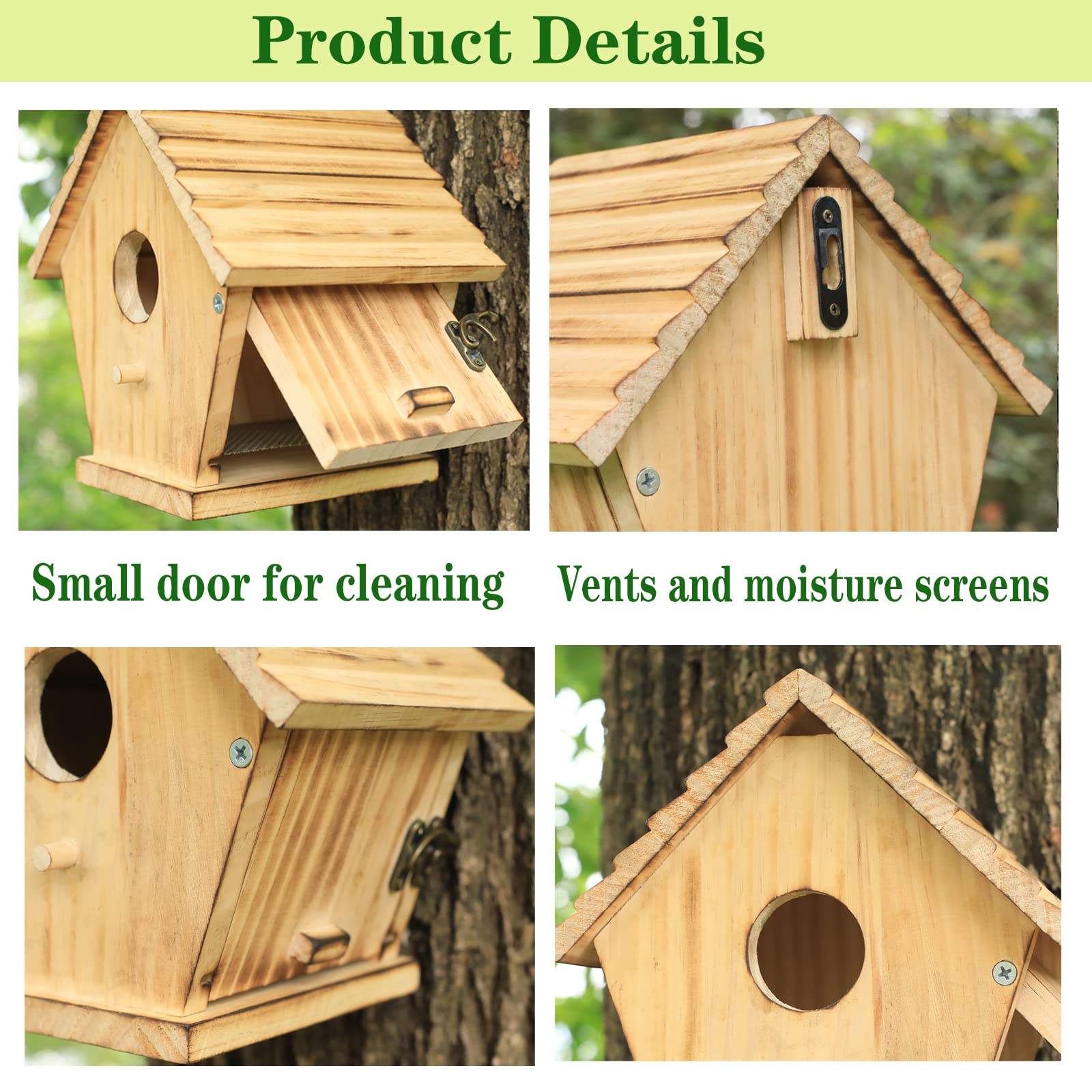 Wooden Bluebird House - Outdoor Hanging Nesting Box for Wild Birds & Finches - Perfect for Bird Watching & Garden Decor