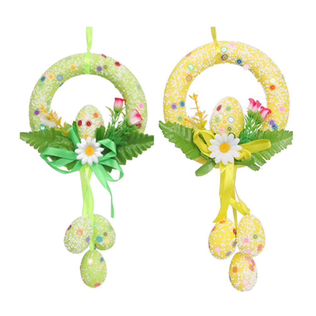 PRETYZOOM 2-Pack Easter Door Knob Hangers with Colorful Egg Decorations - Spring Home Decor for Doors, Windows & Wall - Perfect for Easter Party, Classroom & Holiday Decorating