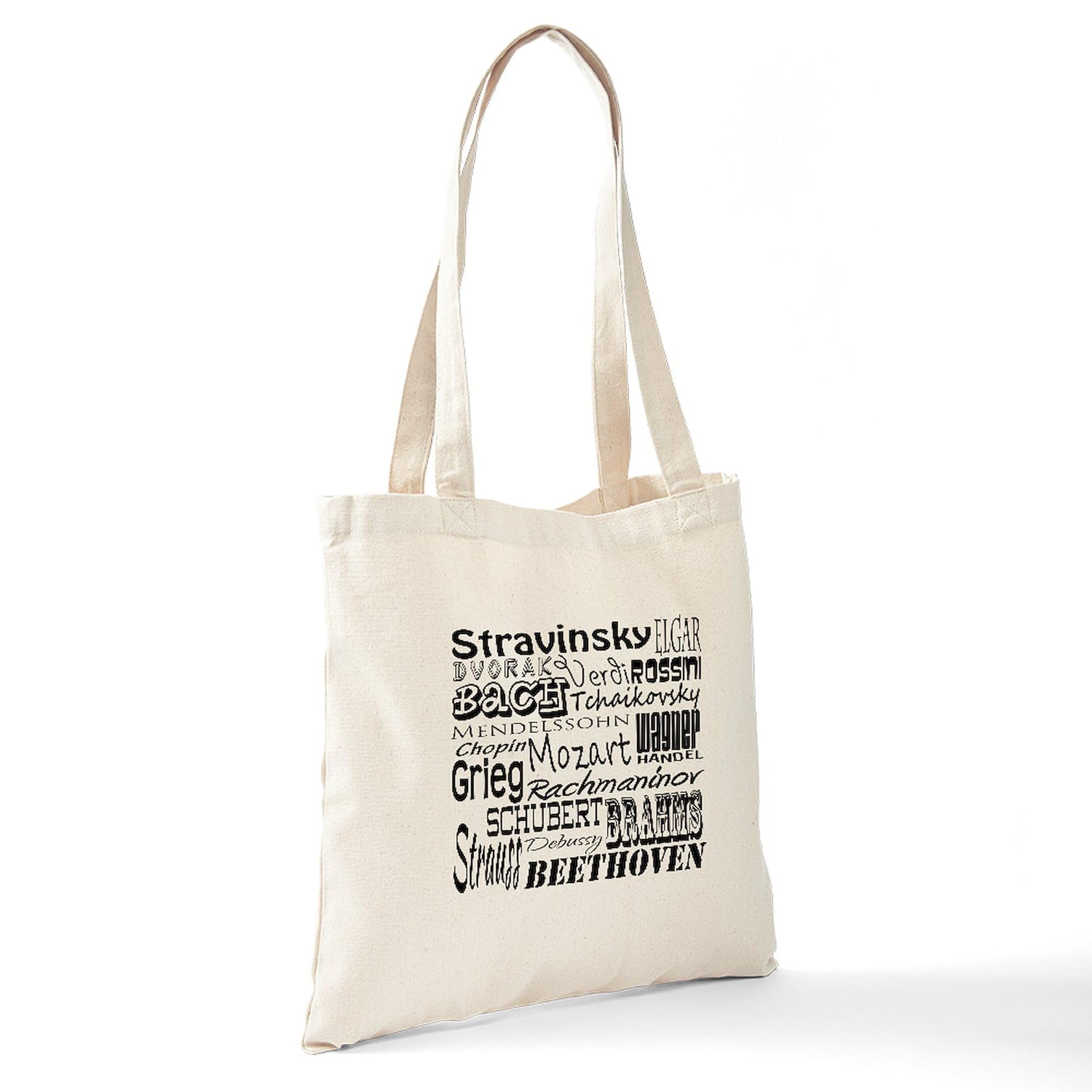 Classical Composers Tote Bag - Eco-Friendly Natural Canvas Reusable Shopping Bag for Music Lovers | Perfect for Groceries, Books & Daily Use