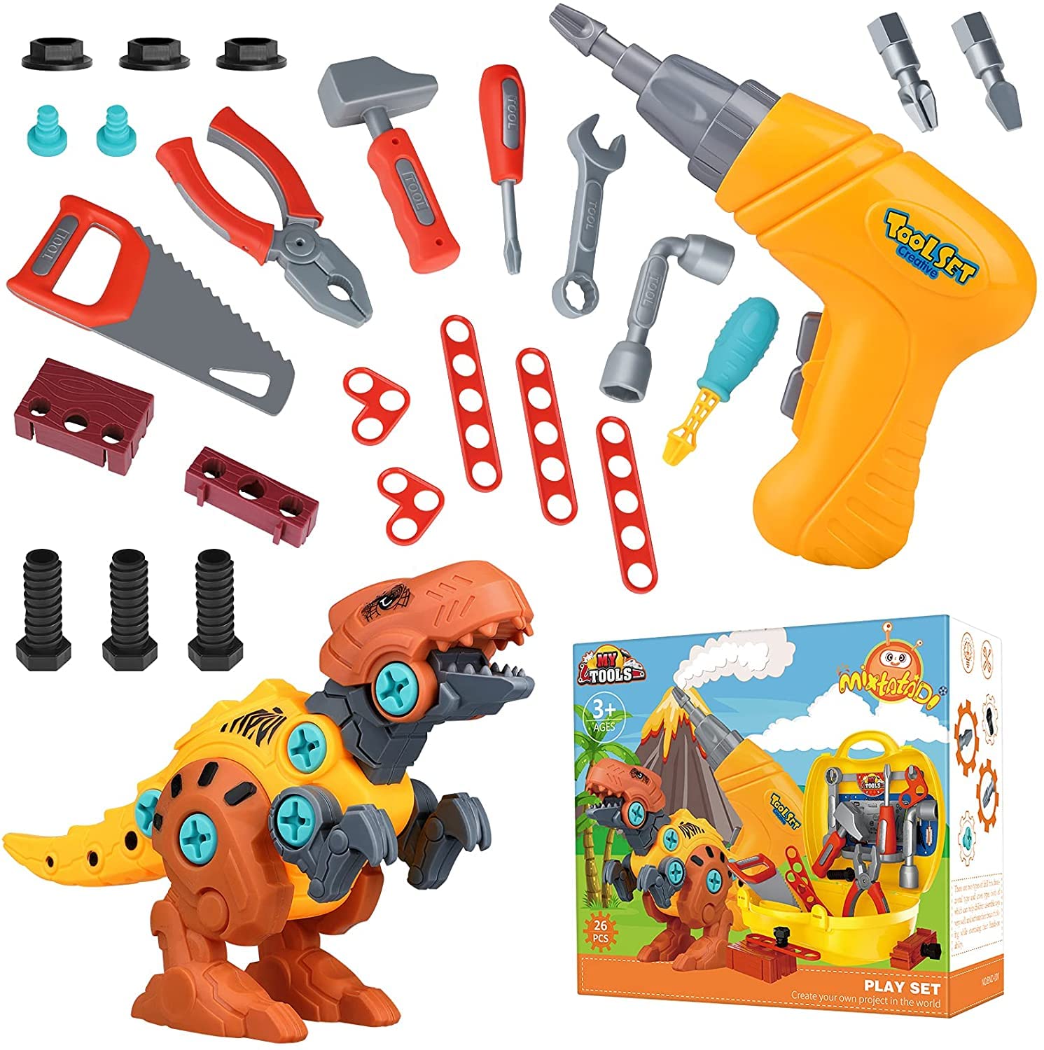 Take Apart Dinosaur Toys with Electric Drill - STEM Construction Building Kit for Kids, Dinosaur Toys for Boys & Girls - Perfect Christmas & Birthday Gift for Kids | Educational Play, Pretend Play & DIY Projects