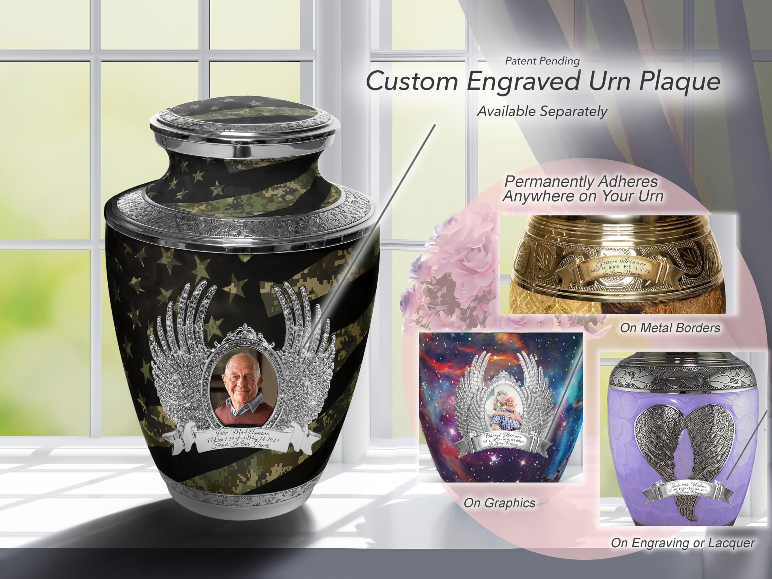 Military Digital Camo Cremation Urns for Men - Large Adult Human Ashes Urn for Funeral, Dad, Veterans - Perfect for Memorial Services & Home Display