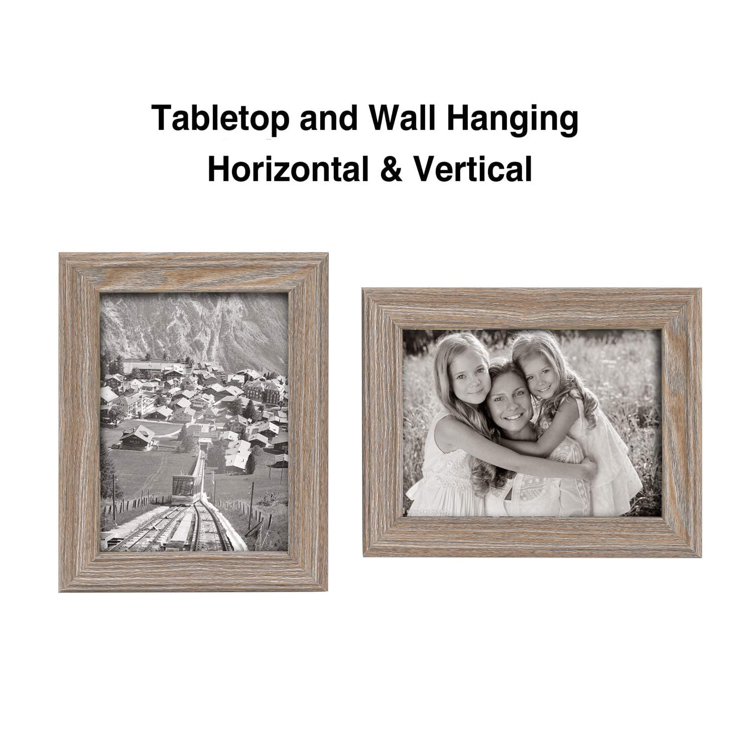 Adeco 6x8 Inch Natural Wood Decorative Wall Hanging and Tabletop Picture Frame Set of 4 - Perfect for Home Decor, Living Room, Bedroom & Office Display