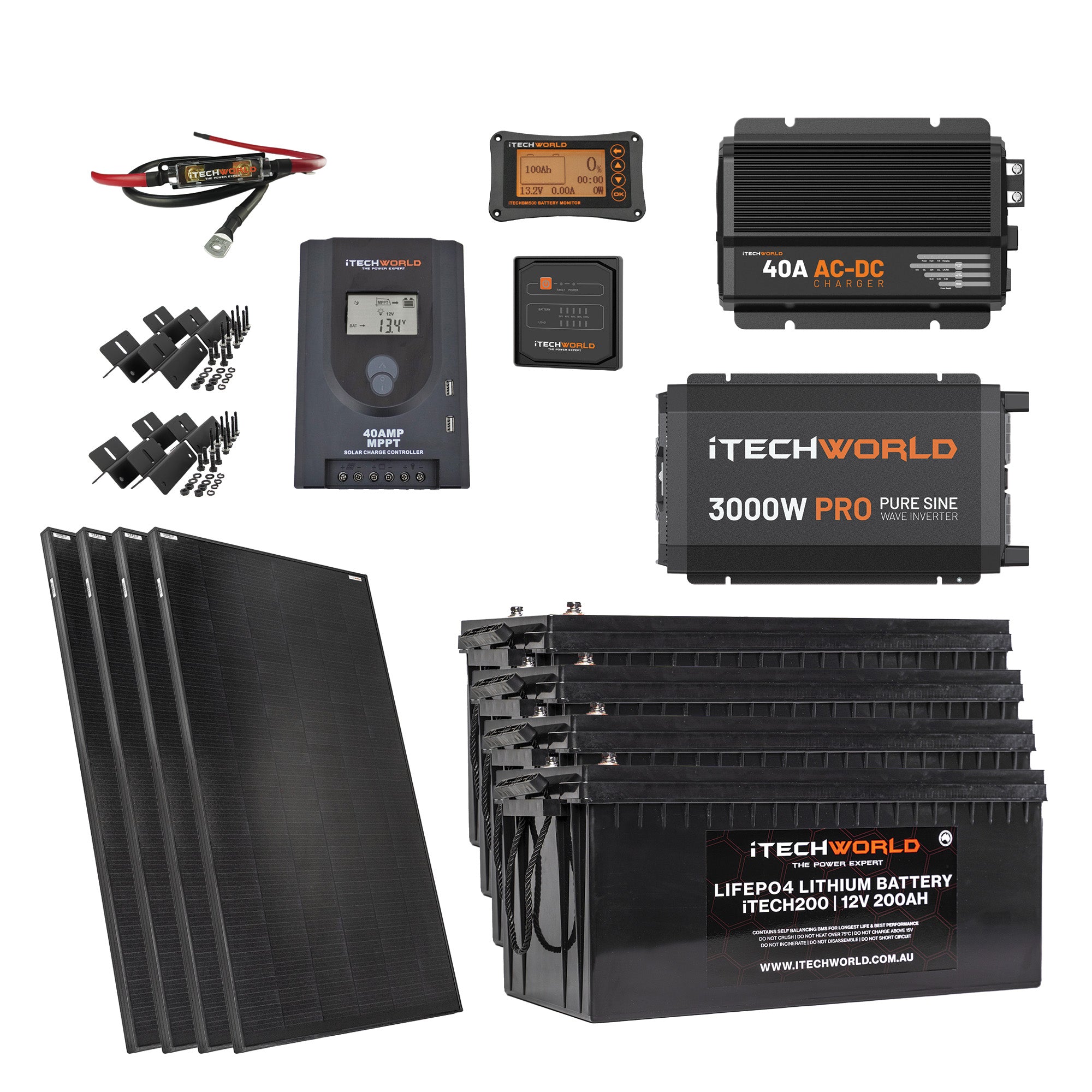 iTechworld 10.24kWh Off Grid Solar Power System Kit - Complete Energy Solution for Home, RV & Emergency Backup