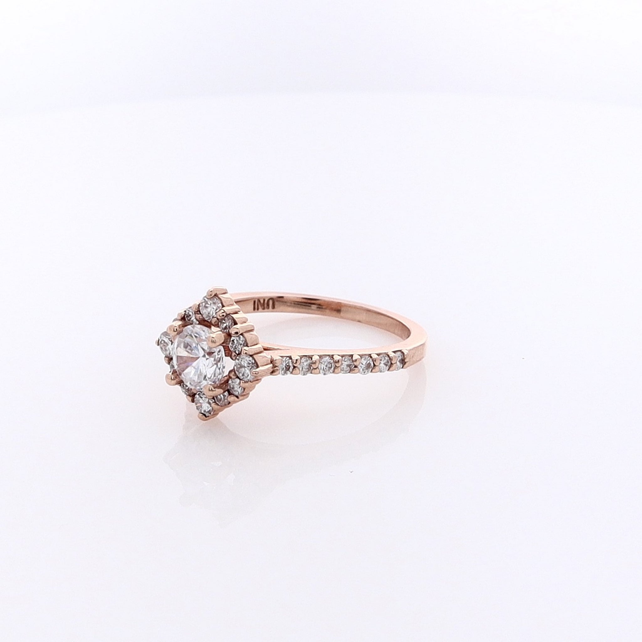 14K Rose Gold Semi Pave Diamond Engagement Ring for Women - Elegant Wedding Band, Promise Ring & Anniversary Jewelry Gift