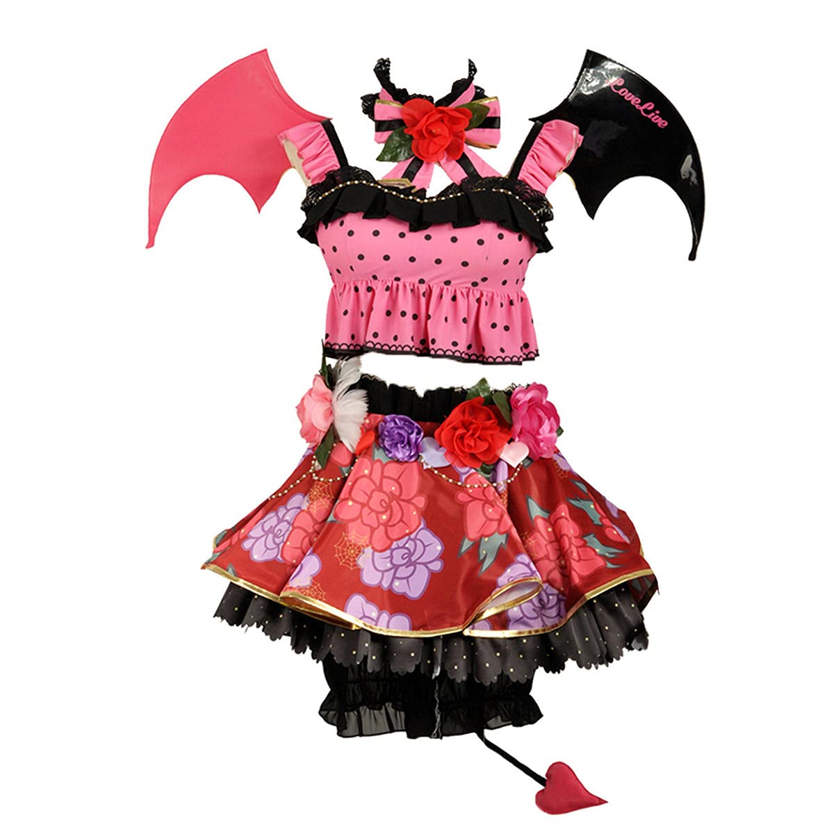 Love Live! Hanayo Koizumi Little Devil Cosplay Costume Set - Anime Party Skirt & Top Outfit for Halloween, Conventions & Themed Events