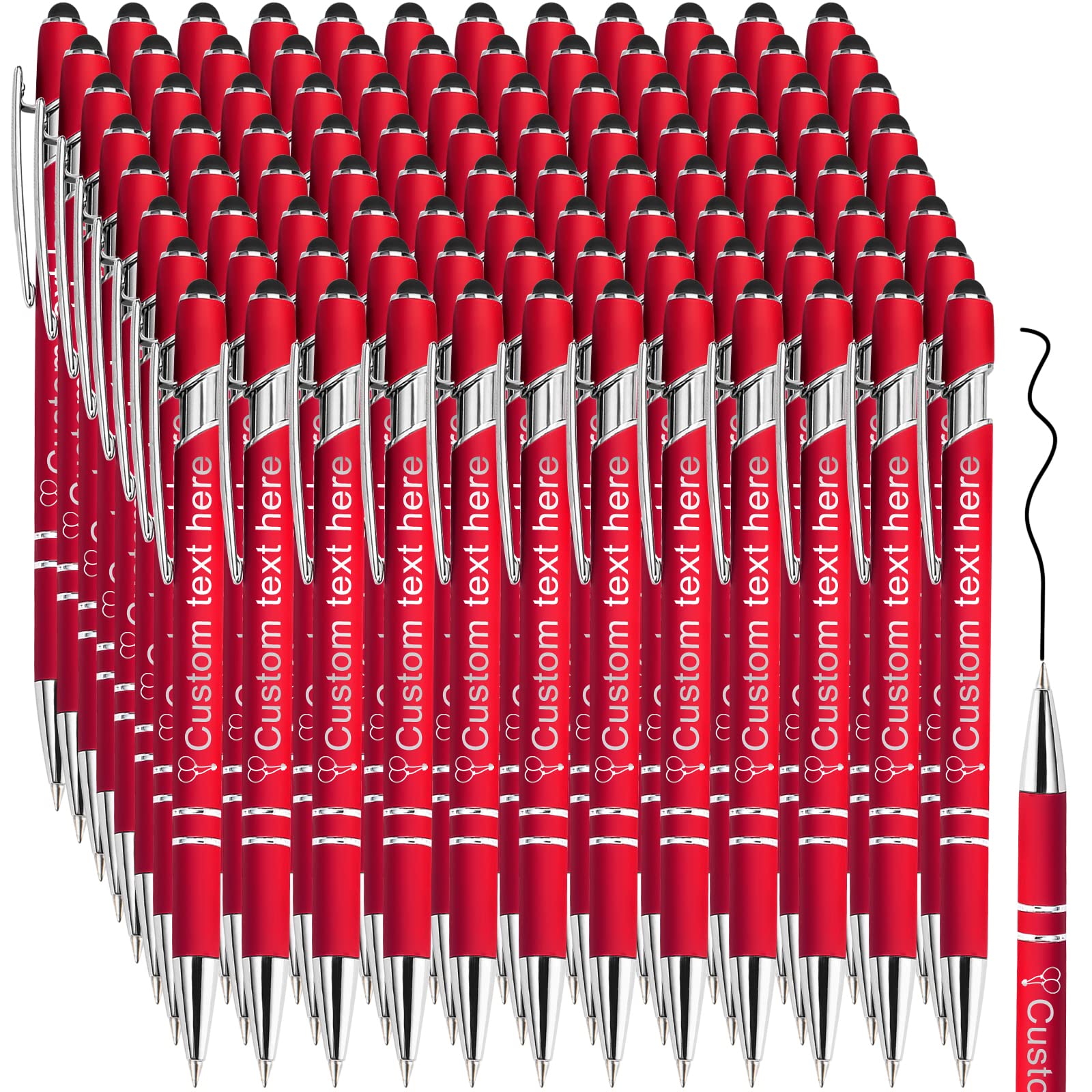 Custom Engraved Ballpoint Pens with Stylus - Personalized Bulk Pens for Business, Wedding, Graduation Gifts - Name/Logo Engraving - 12/24/48/96 PCS Black Ink - Perfect for Corporate Events, Promotions & Special Occasions