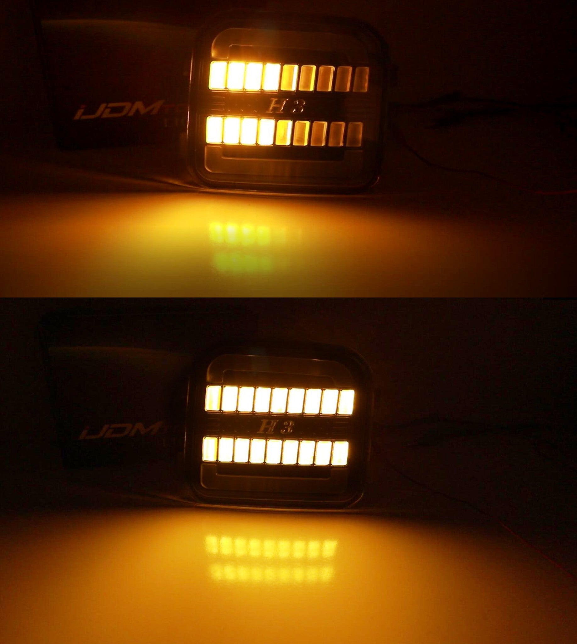 Clear Full LED White Halo/Amber Sequential Turn Signal Lights for 2006-2010 Hummer H3 - Upgrade Front Blinkers with Bright DRL & Stylish Design for Off-Road & Daily Driving